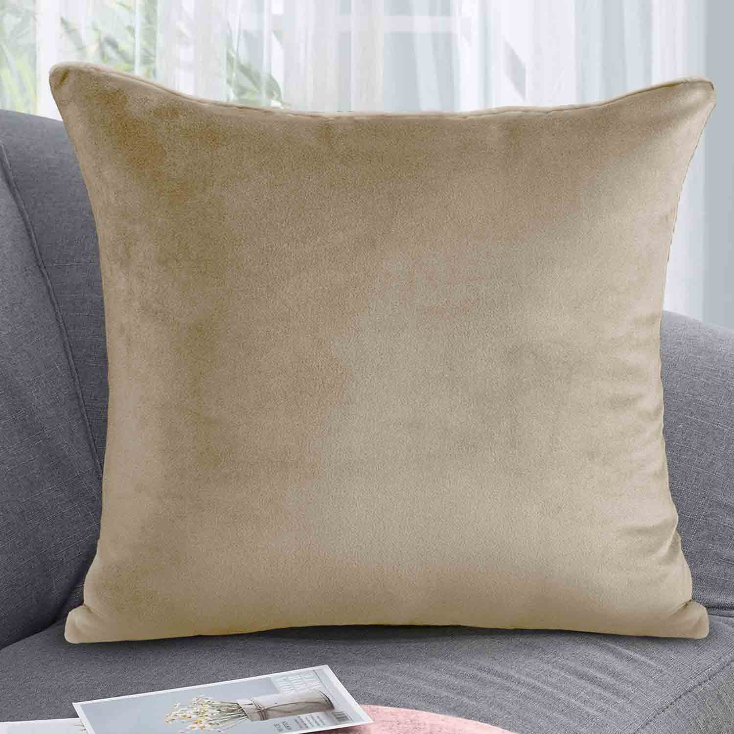 The Home Collection Luna Velvet Cushion - Beige - Beige 1 Shaws Department Stores