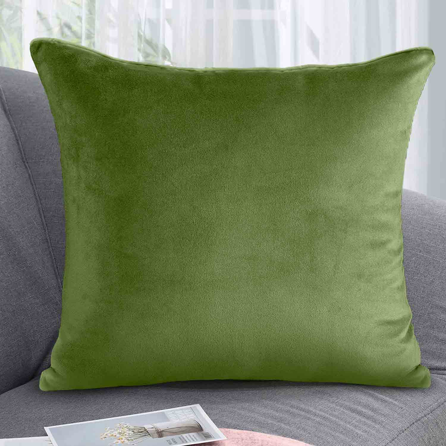 The Home Collection Luna Velvet Cushion - Lime 1 Shaws Department Stores