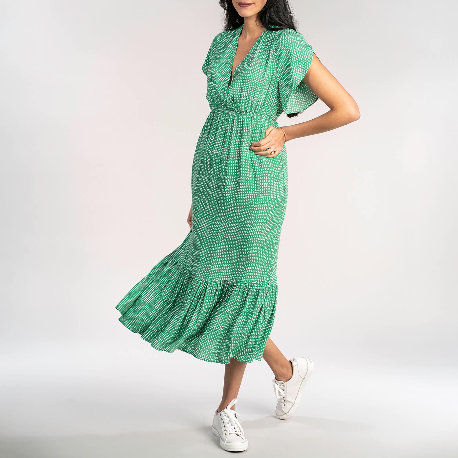 Naoise Wrap Spot Dress - Green 2 Shaws Department Stores
