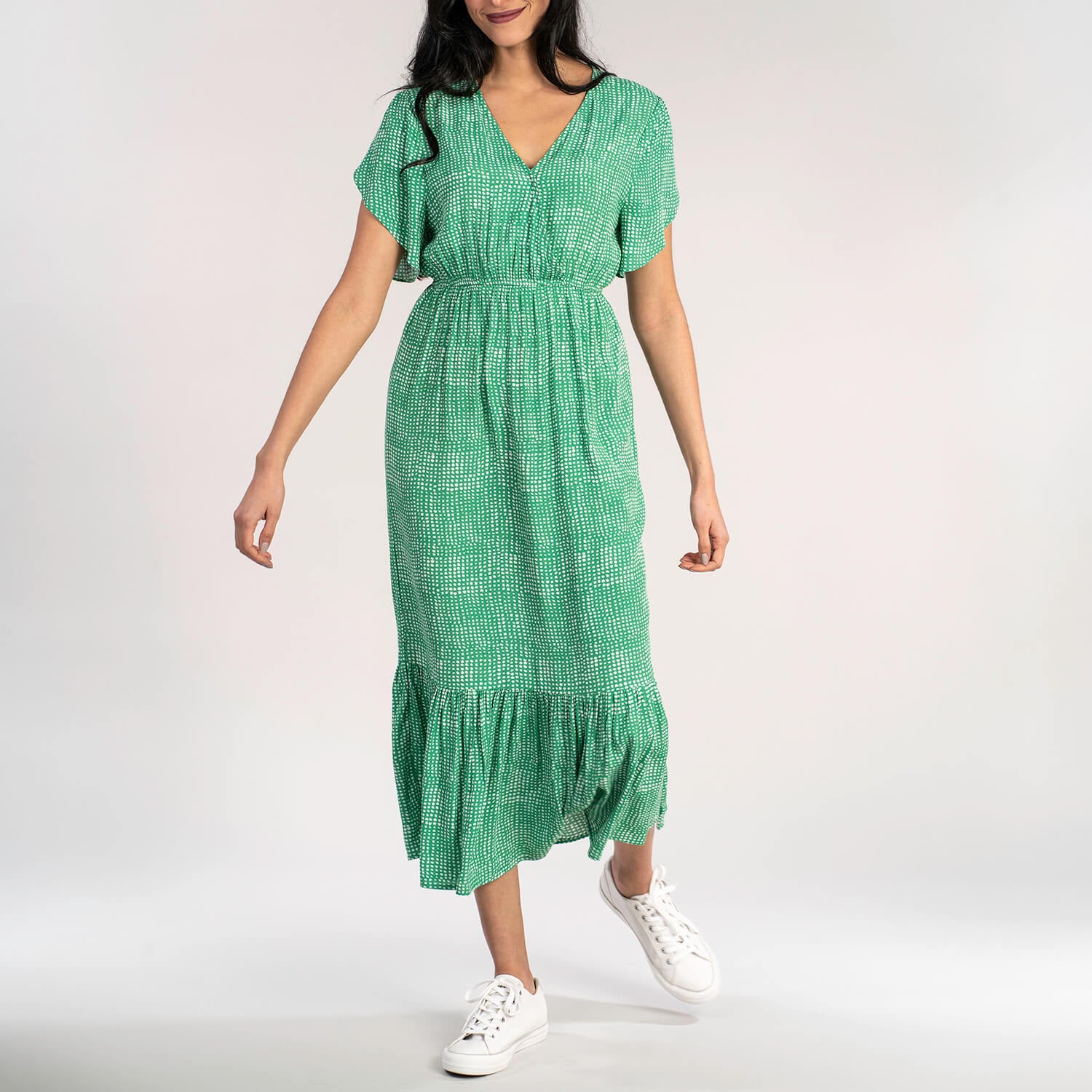 Naoise Wrap Spot Dress - Green 3 Shaws Department Stores