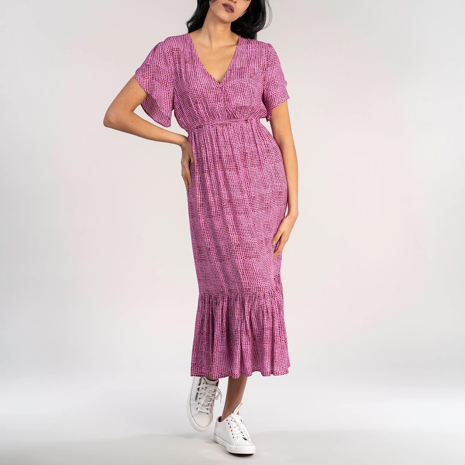 Naoise Wrap Spot Dress - Pink 1 Shaws Department Stores
