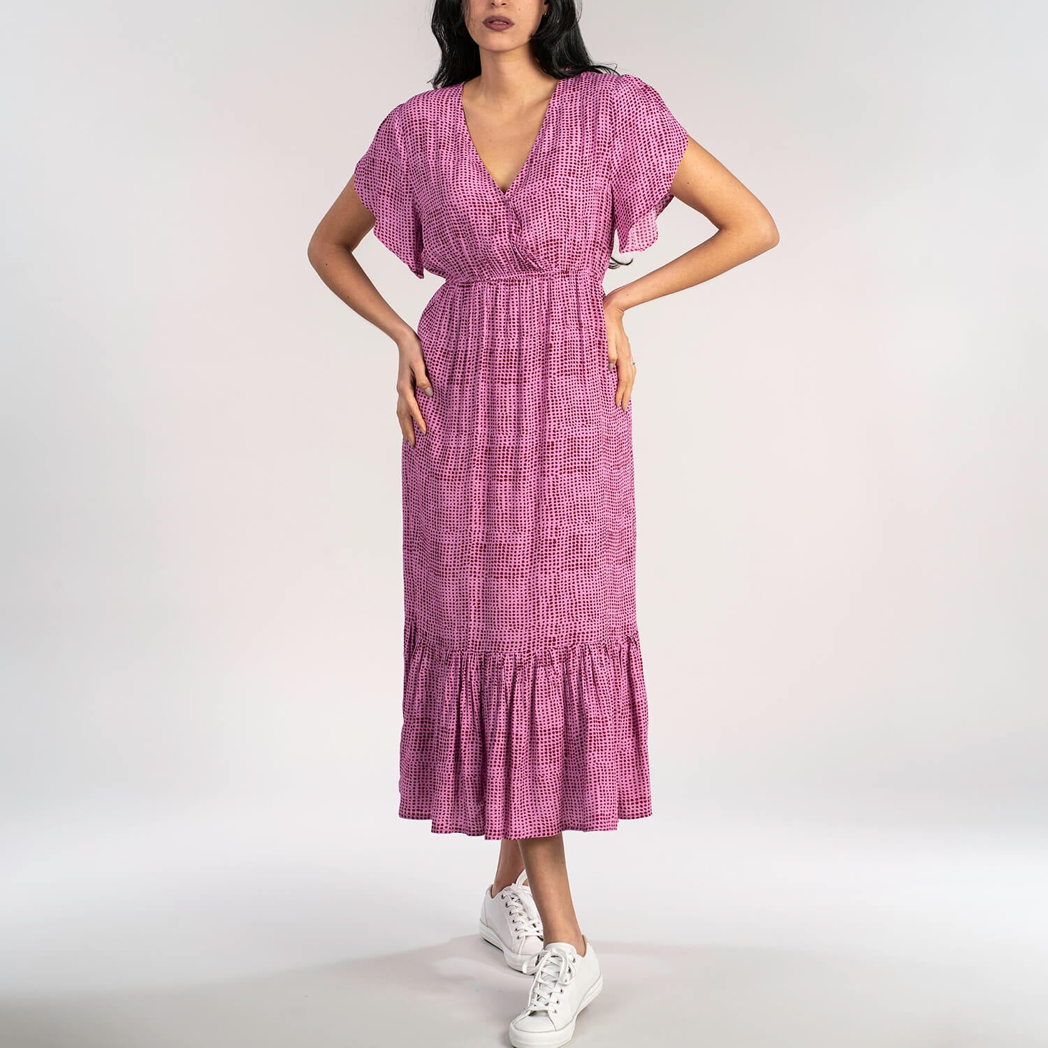 Naoise Wrap Spot Dress - Pink 2 Shaws Department Stores