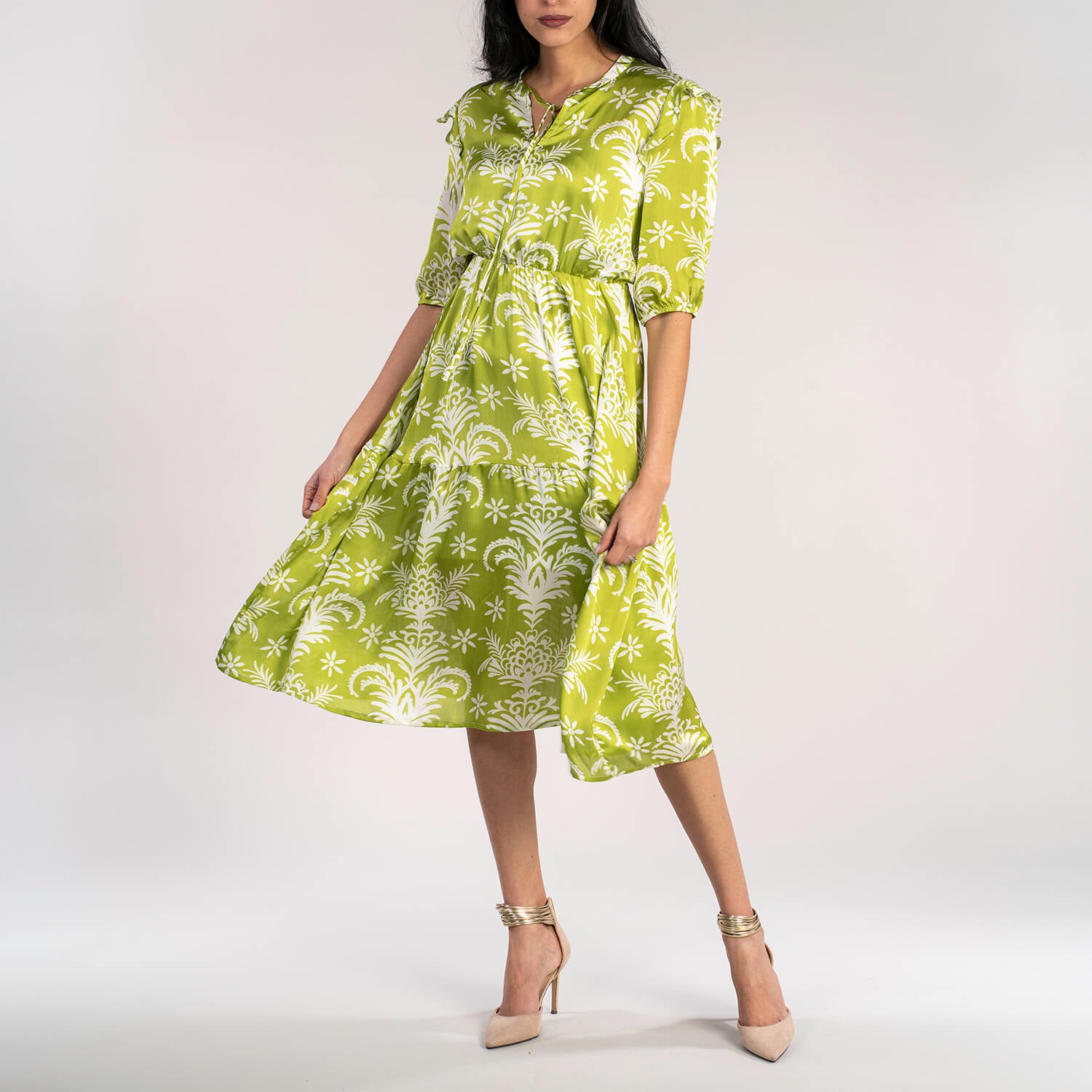 Naoise Nancy Dress - Lime 1 Shaws Department Stores