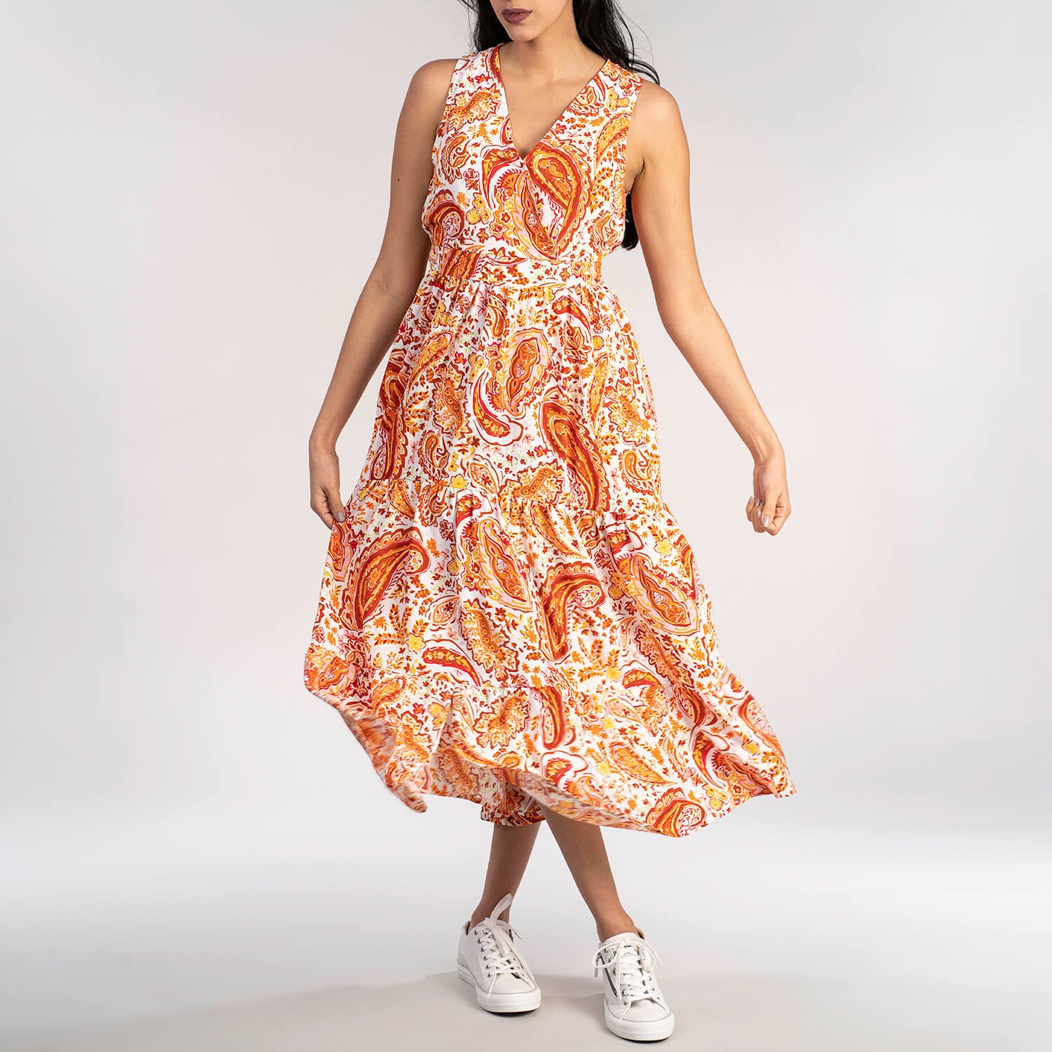 Naoise V Neck Sleeveless Dress - Coral 2 Shaws Department Stores