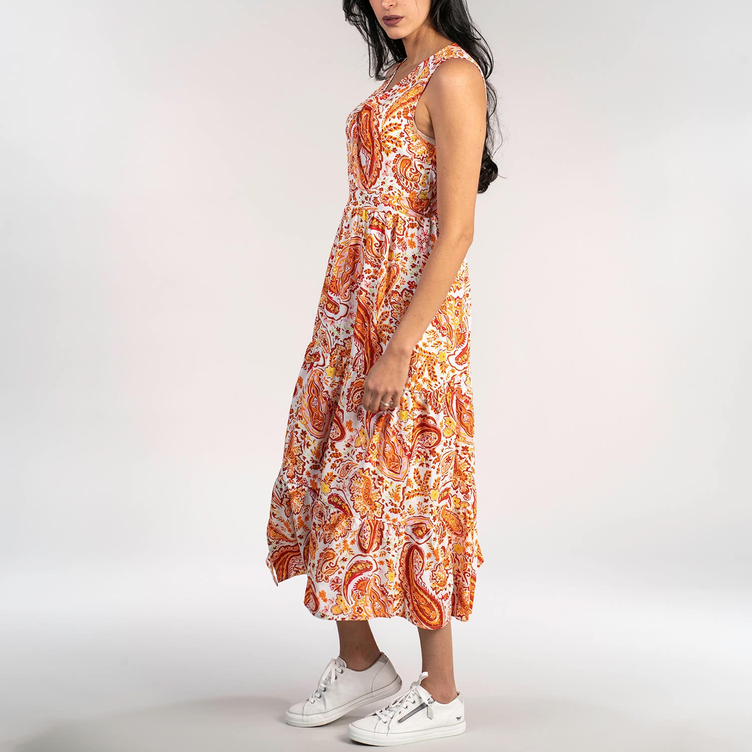Naoise V Neck Sleeveless Dress - Coral 3 Shaws Department Stores