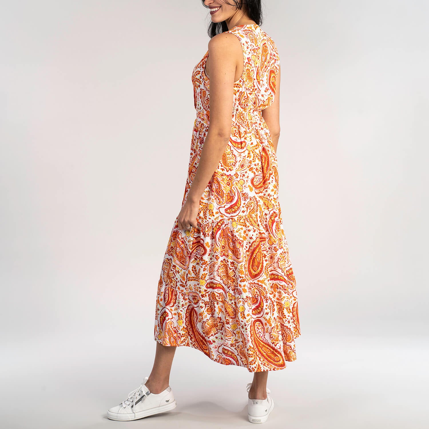 Naoise V Neck Sleeveless Dress - Coral 4 Shaws Department Stores