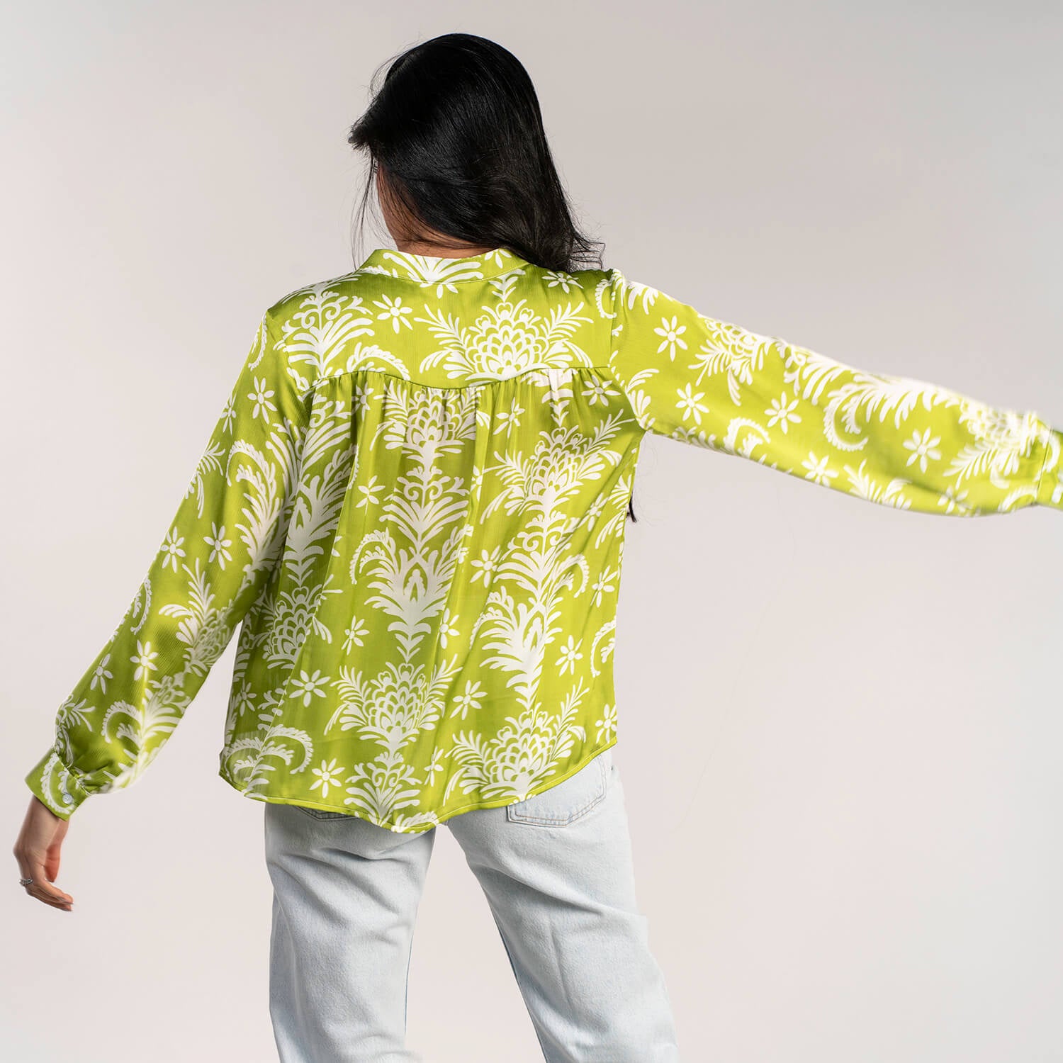 Naoise Print Crepe Blouse - Lime 4 Shaws Department Stores