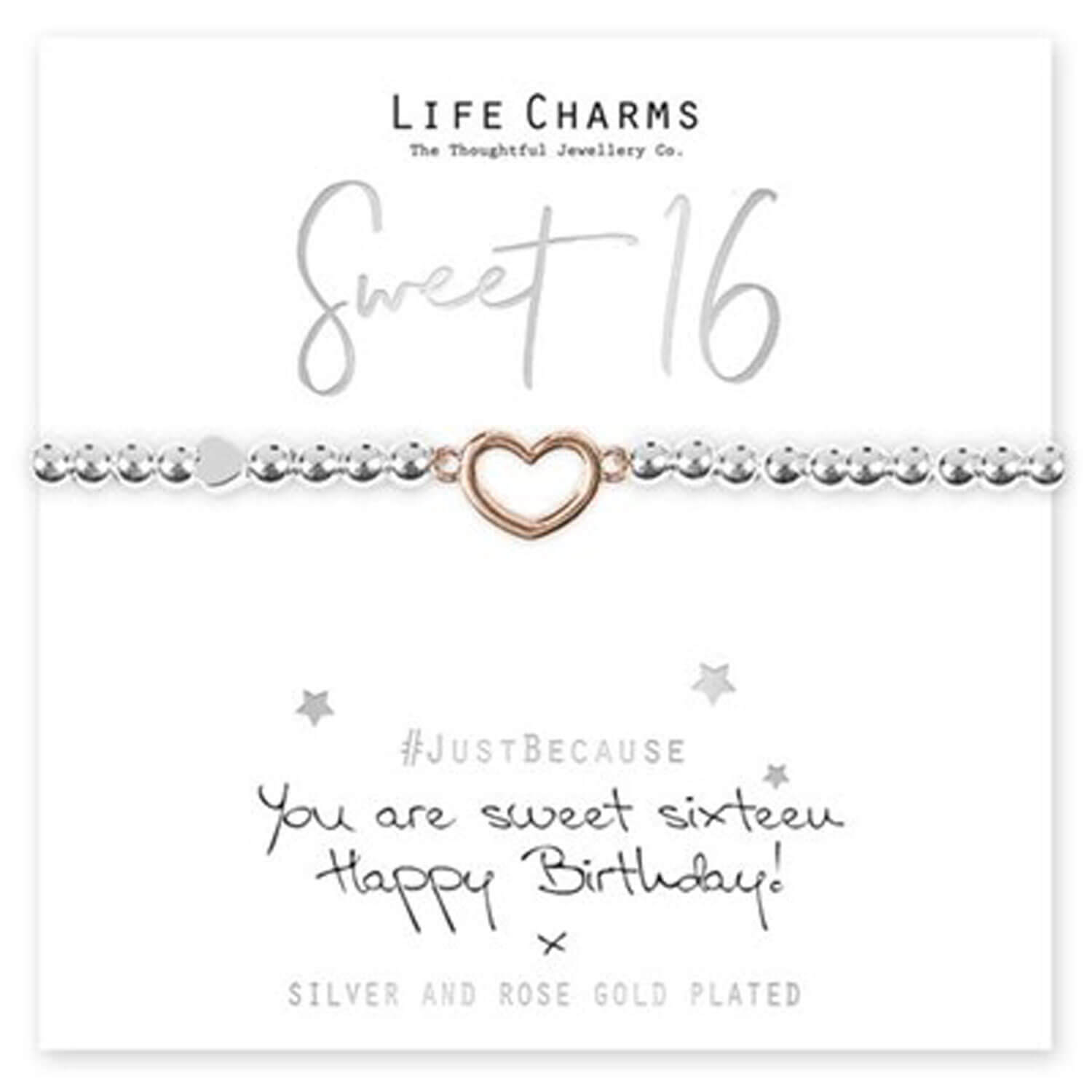 Life Charms Sweet 16 Heart Bracelet - Silver 2 Shaws Department Stores
