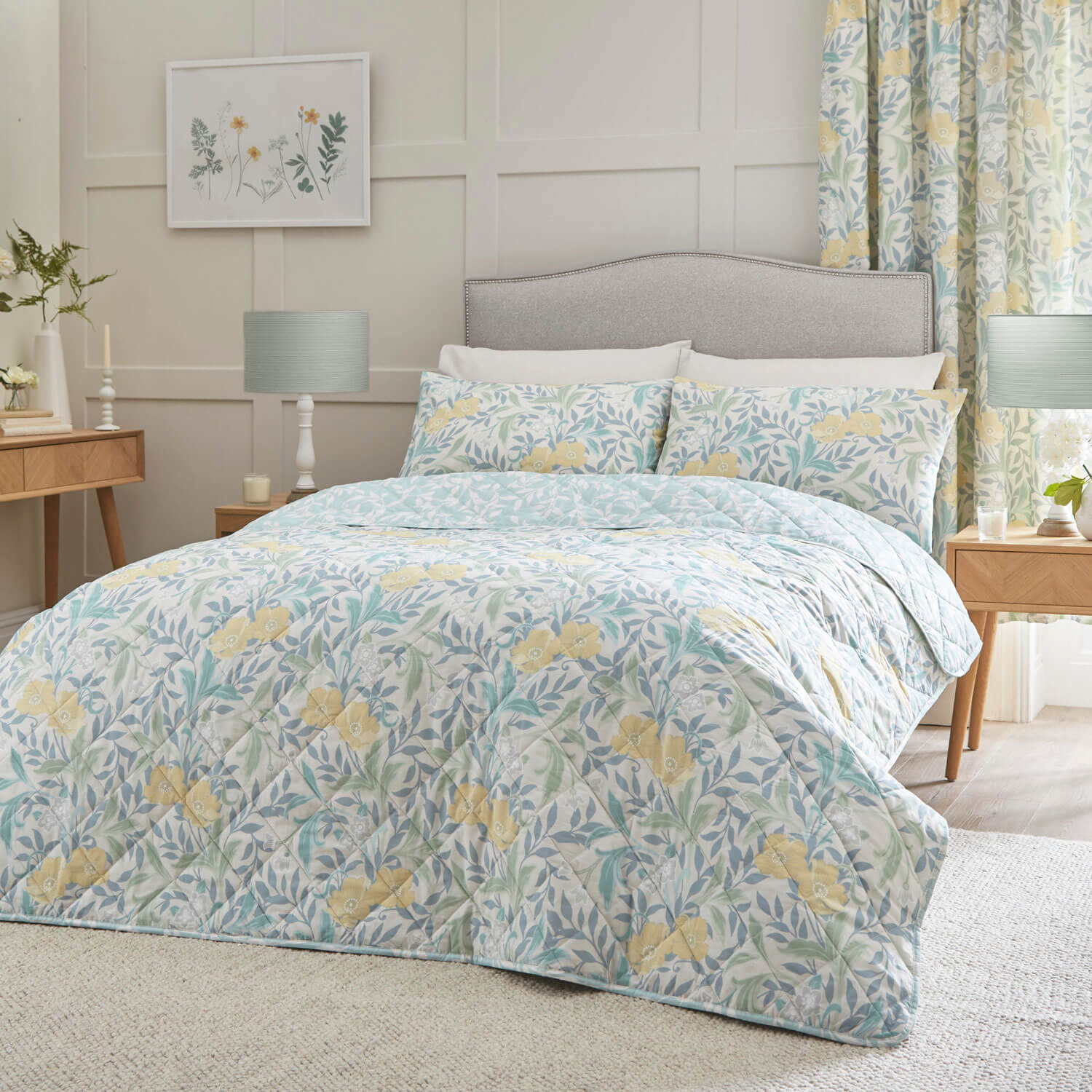 The Home Collection Windsor Bedspread - Blue - 200x230cm 1 Shaws Department Stores