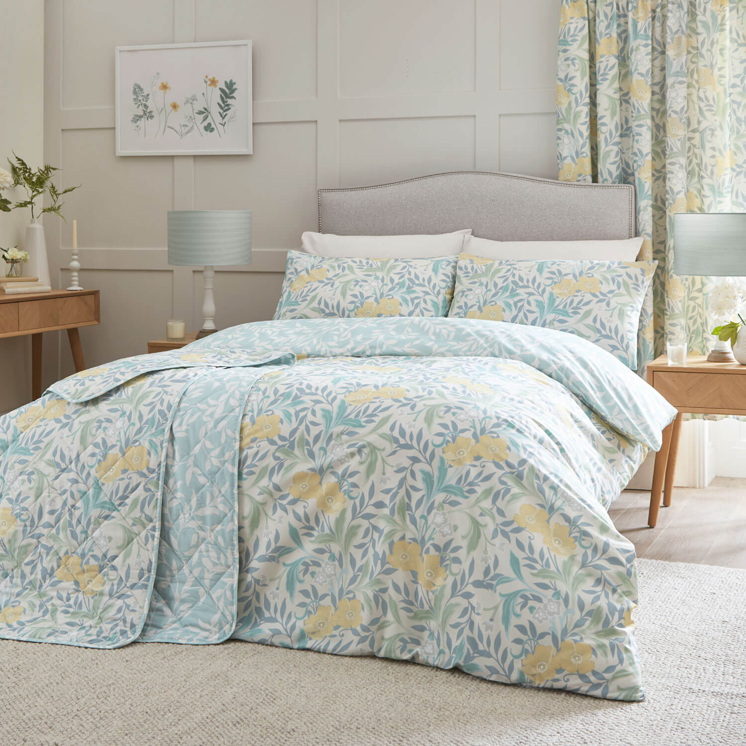 The Home Collection Windsor Bedspread - Blue - 200x230cm 2 Shaws Department Stores