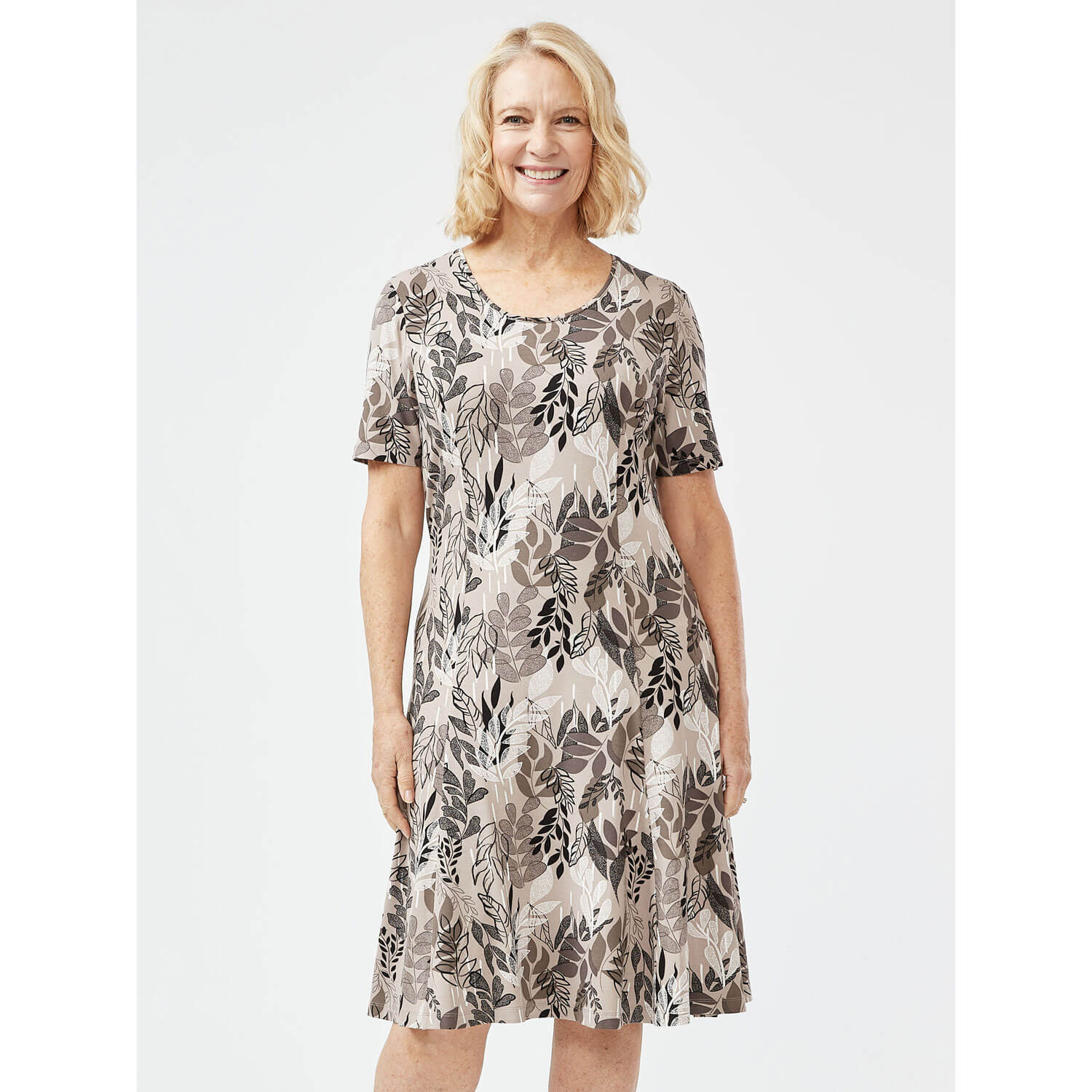 Tigiwear Varid Leaf All Over Print Dress 1 Shaws Department Stores
