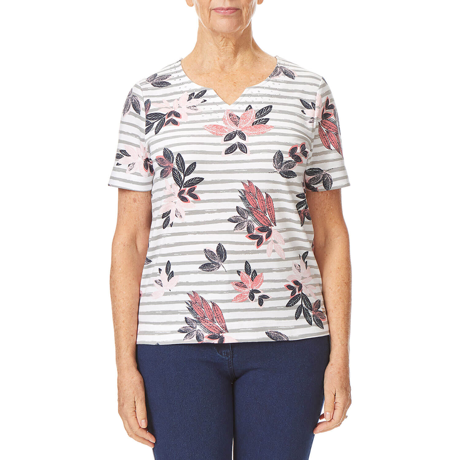 Tigiwear Notch Neck All Over Print Stripe Top 3 Shaws Department Stores