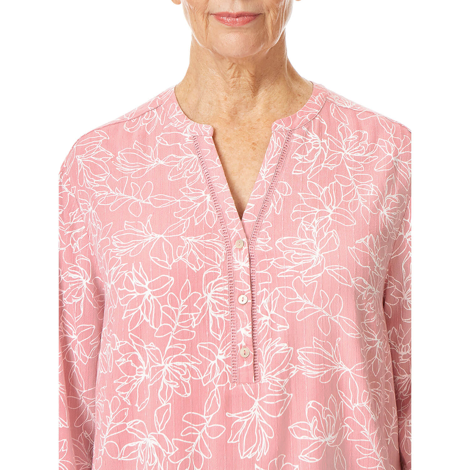 Tigiwear Jacquard Notch Neck Top 4 Shaws Department Stores