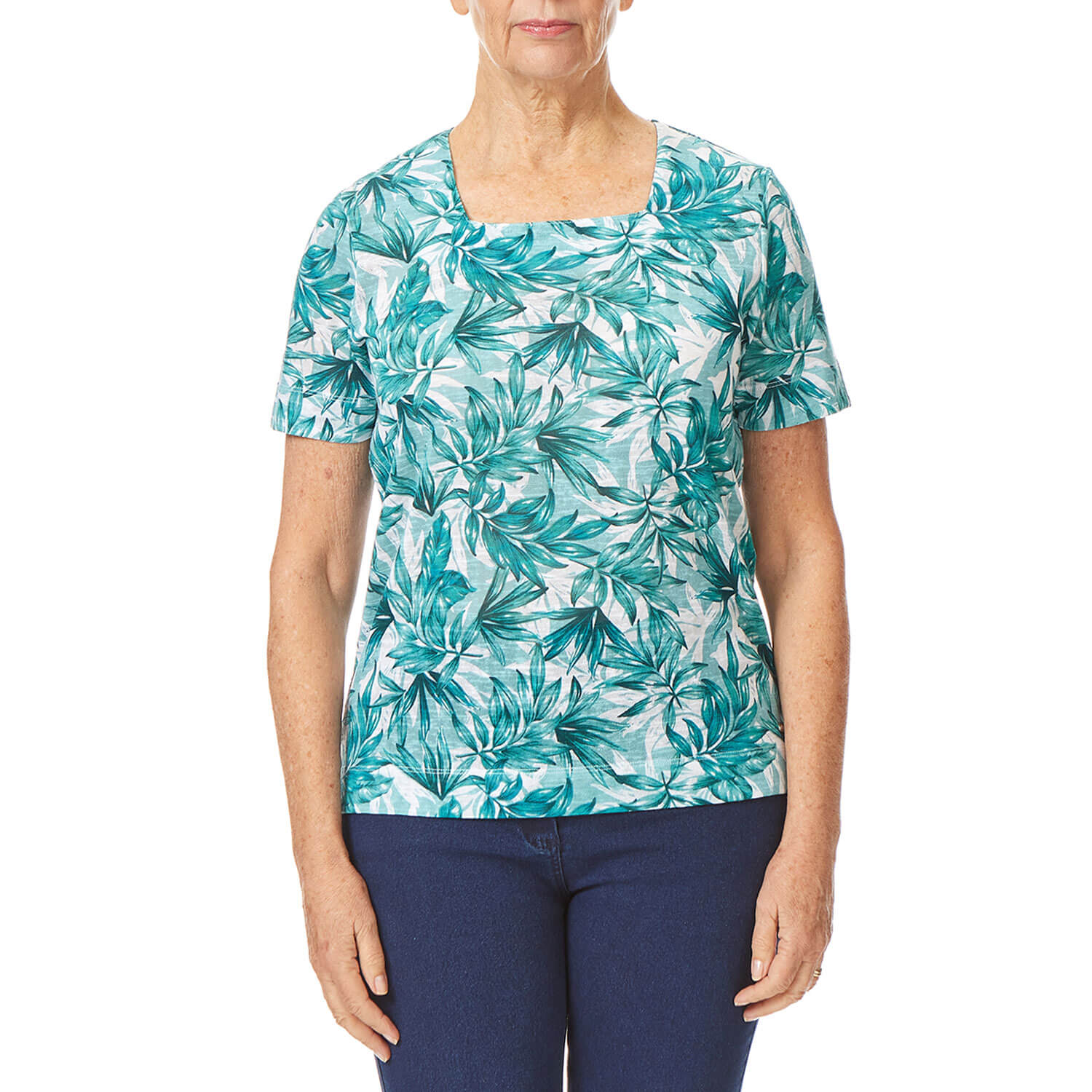 Tigiwear Tide Leaf All Over Print Square Neck Top 2 Shaws Department Stores