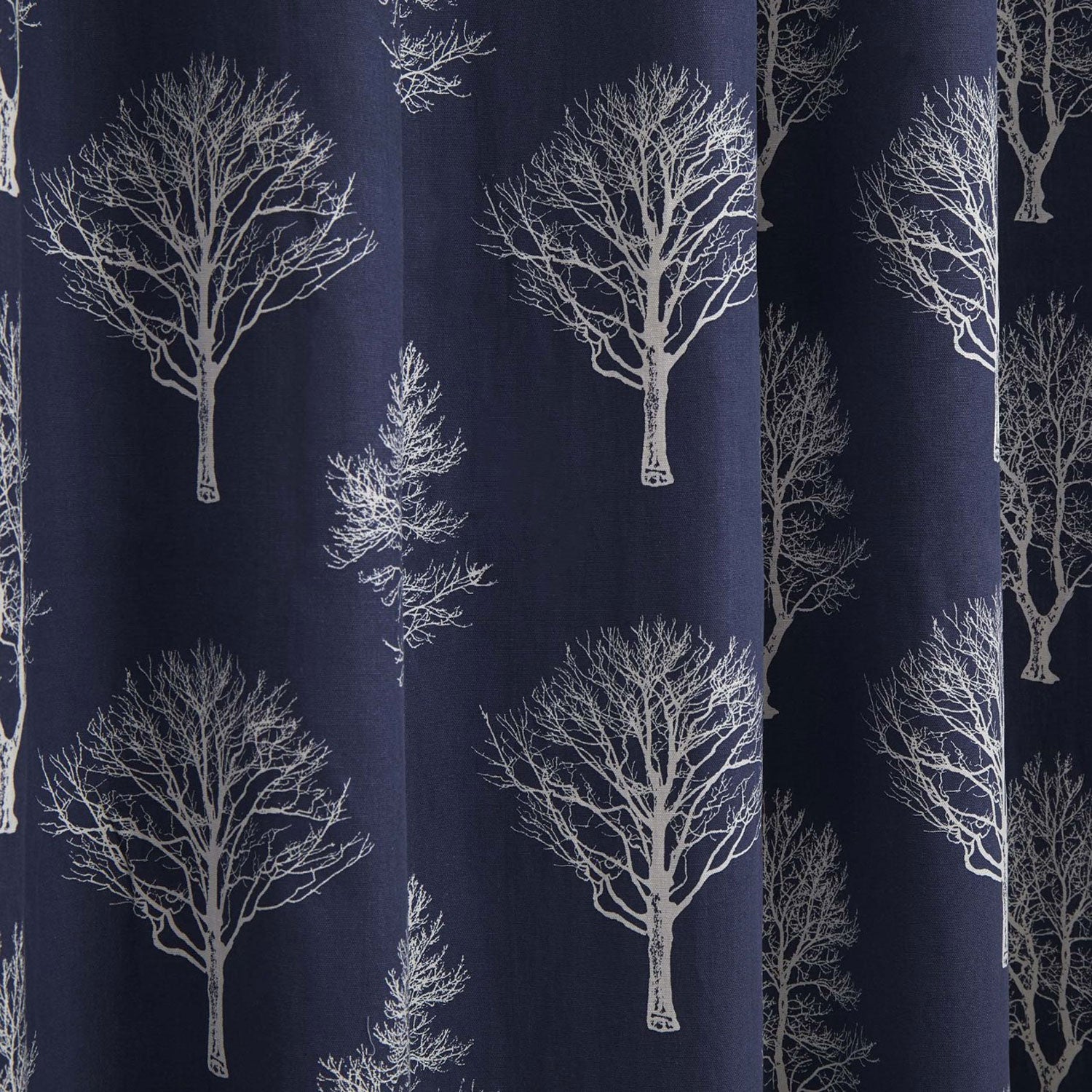 The Home Bedroom Woodland Trees Eyelet Curtains - Navy 3 Shaws Department Stores