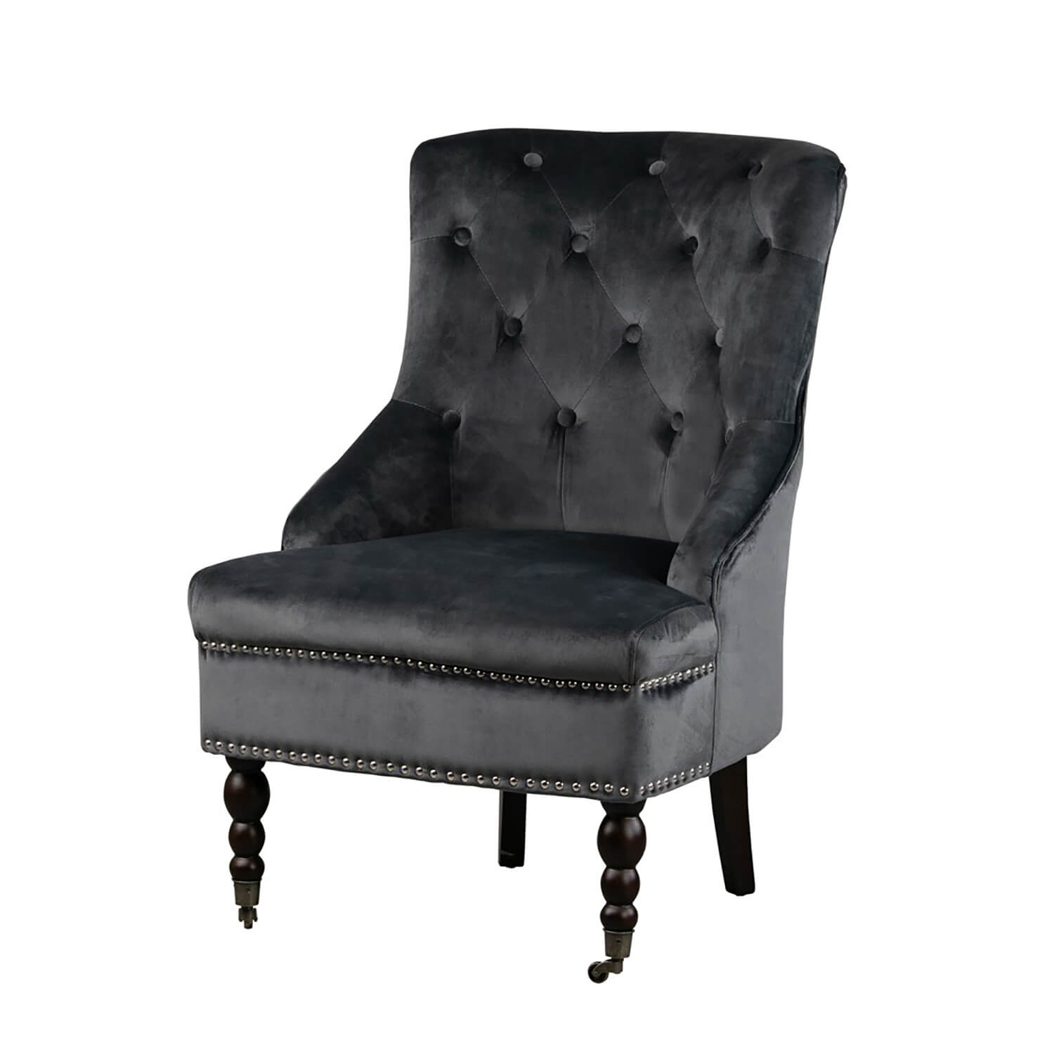 Tara Lane Velvet Torino Accent Chair - Charcoal 1 Shaws Department Stores