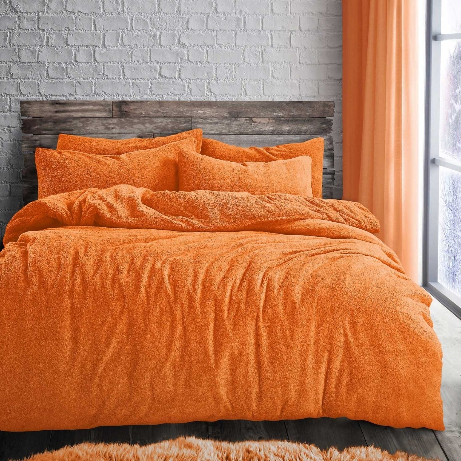  The Home Bedroom Teddy Supersoft Duvet Cover Set - Orange 1 Shaws Department Stores