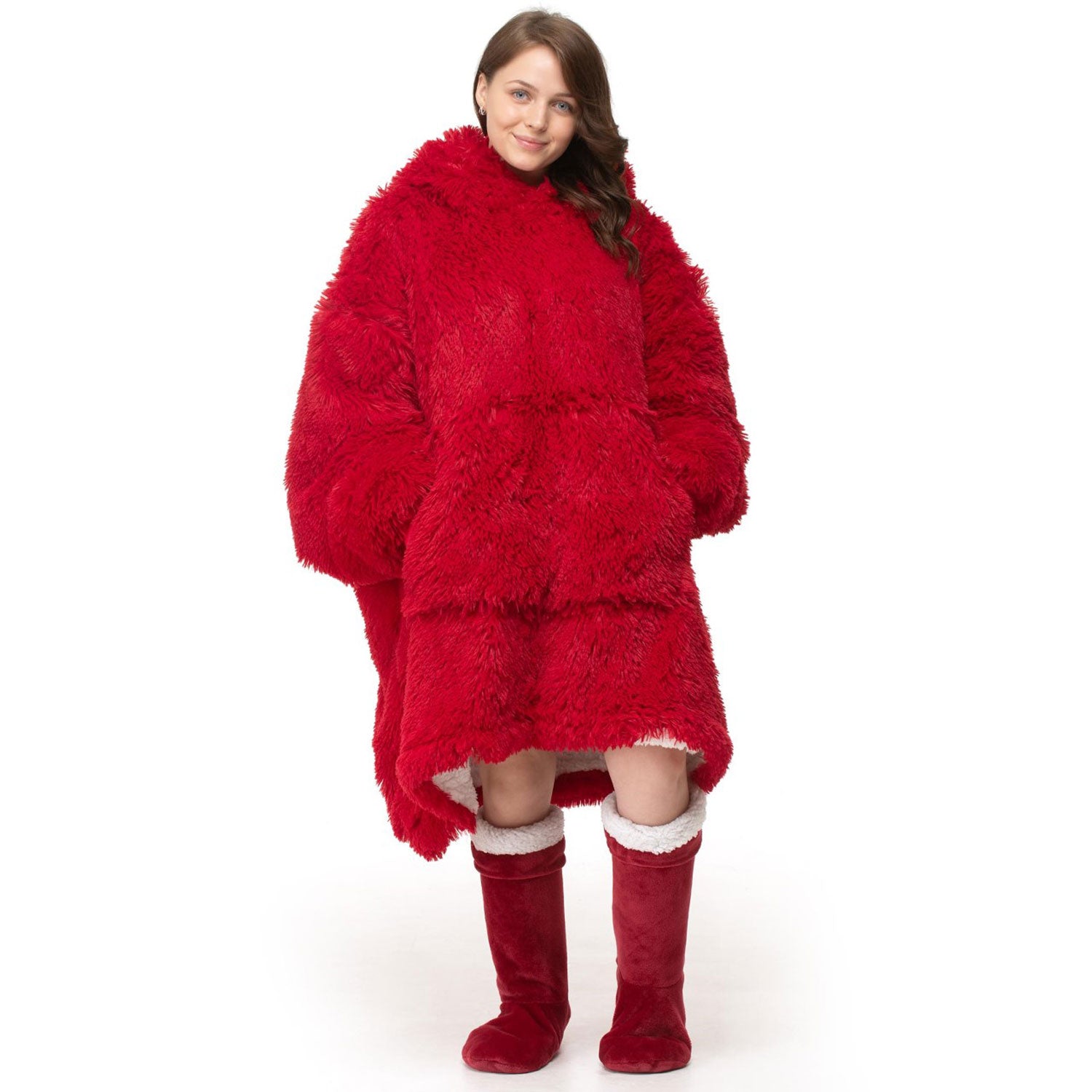 The Home Collection Alaska Hooded Robe - Red 1 Shaws Department Stores