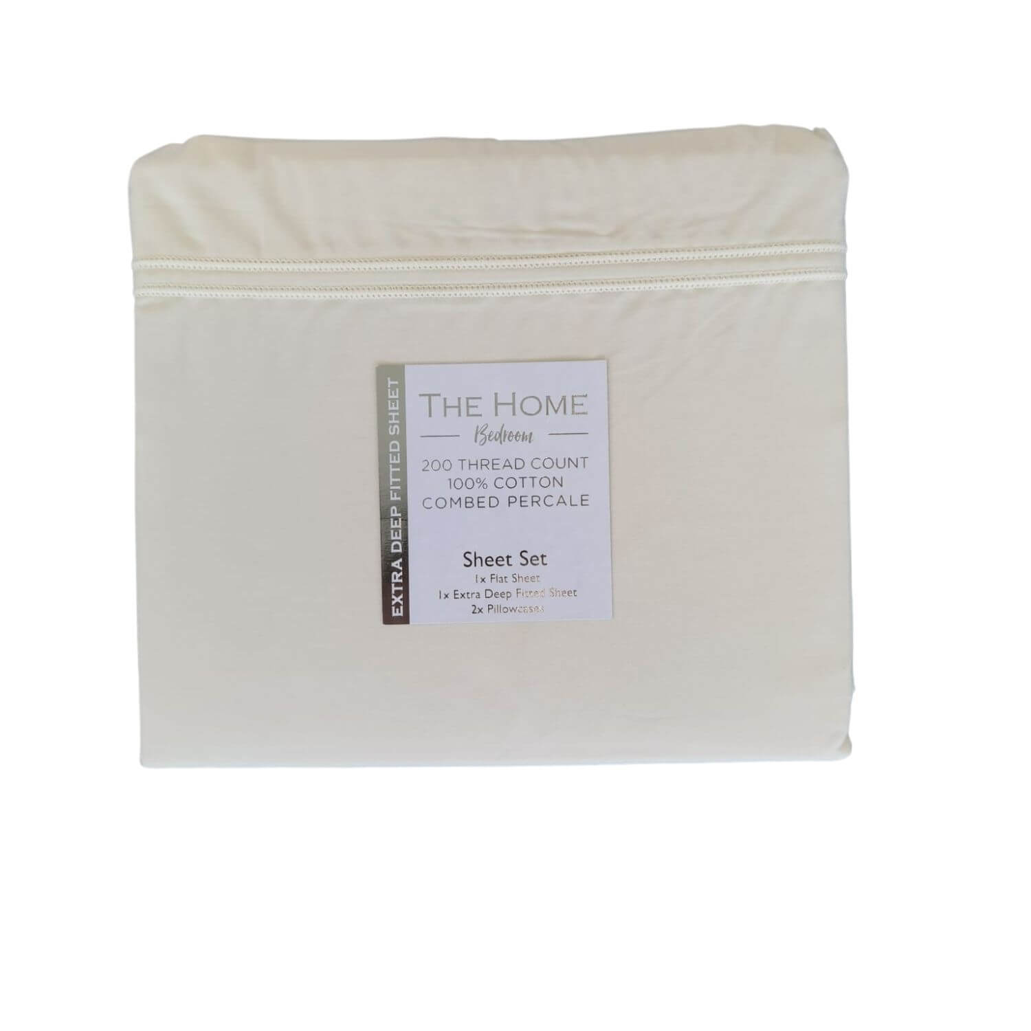 The Home Bedroom 200 Thread Count Extra Deep 100% Cotton Sheet Set - Cream 1 Shaws Department Stores
