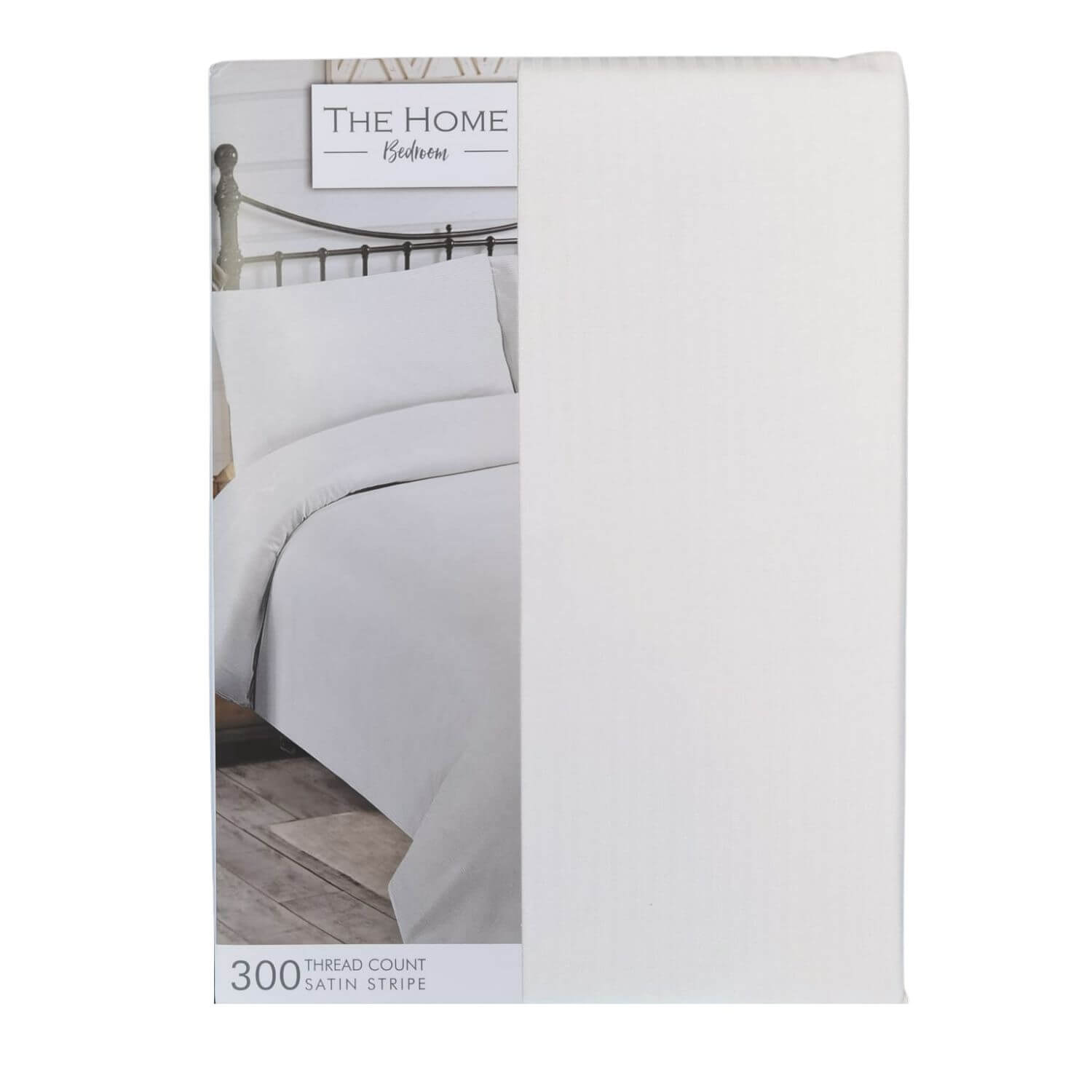  The Home Bedroom 300 Thread Count Satin Stripe Duvet Set - White 2 Shaws Department Stores