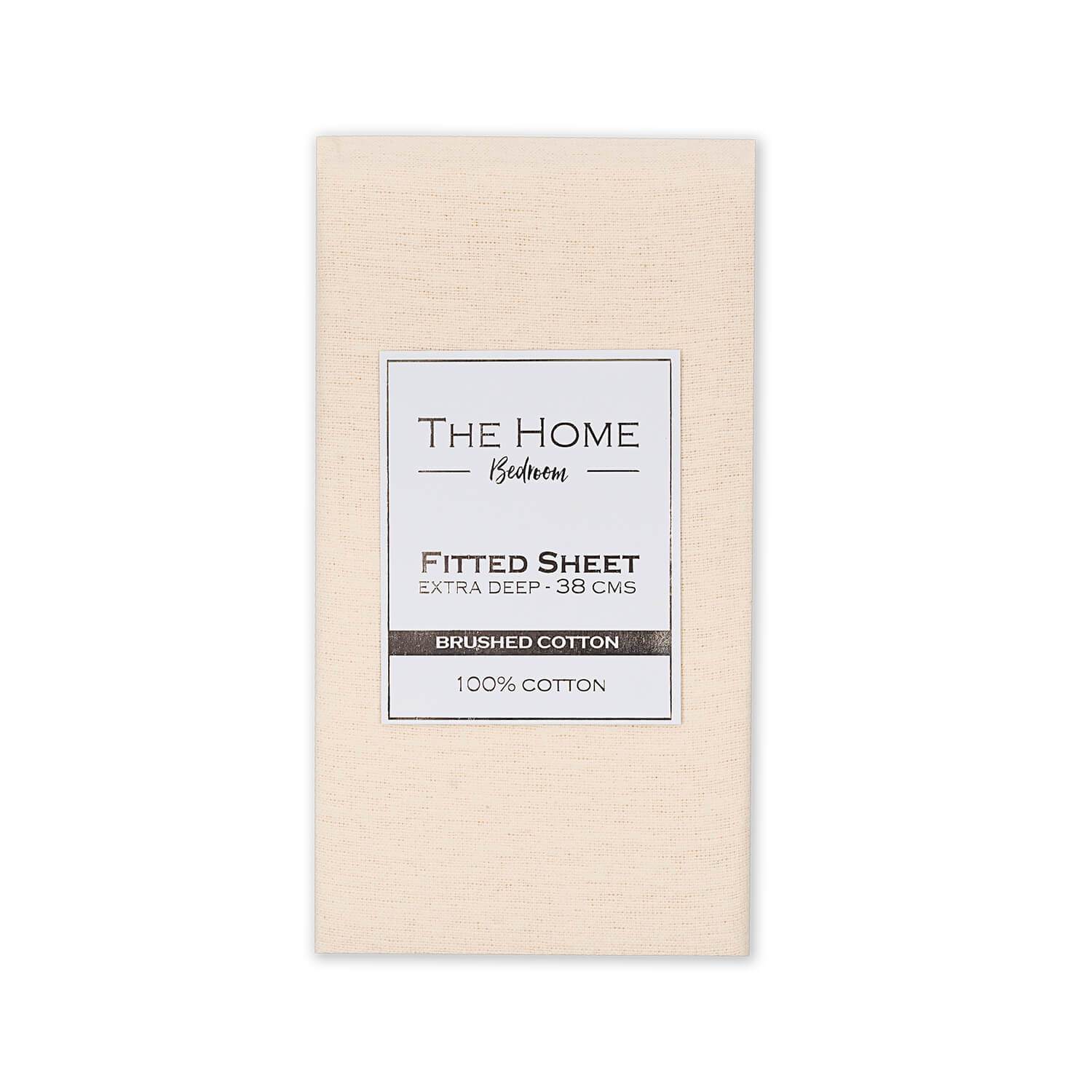 The Home Bedroom 100% Cotton Brushed Cotton Fitted Sheet - Cream 1 Shaws Department Stores