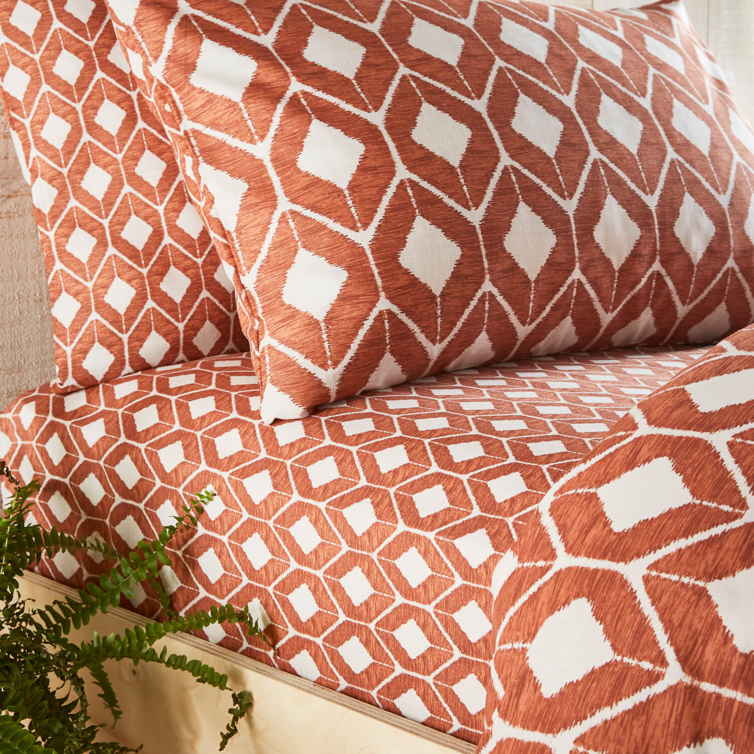 The Home Bedroom Chevron Fitted Sheet - Terracotta 1 Shaws Department Stores