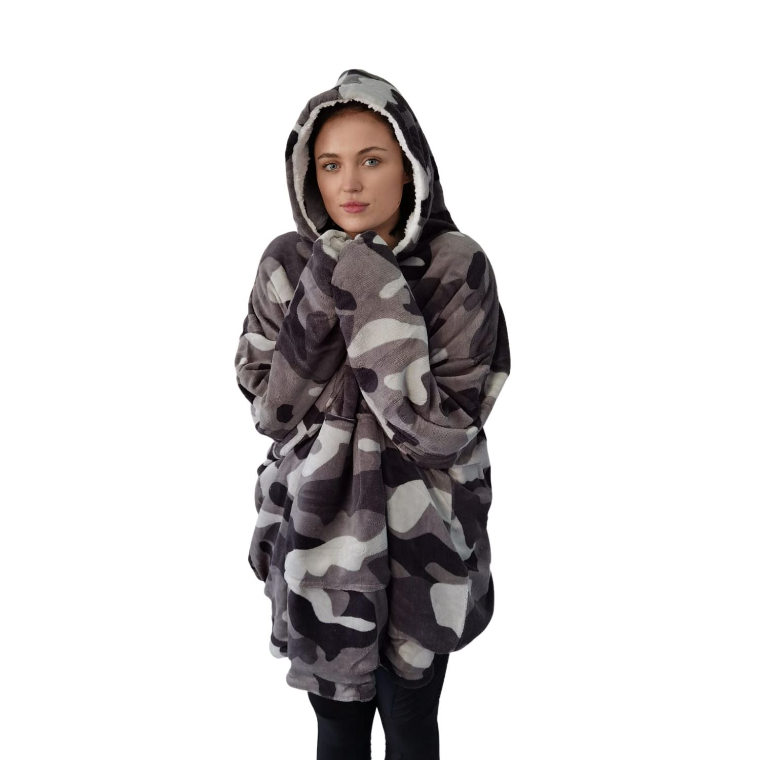 The Home Bedroom Cosy Robe - Camouflage Grey 2 Shaws Department Stores