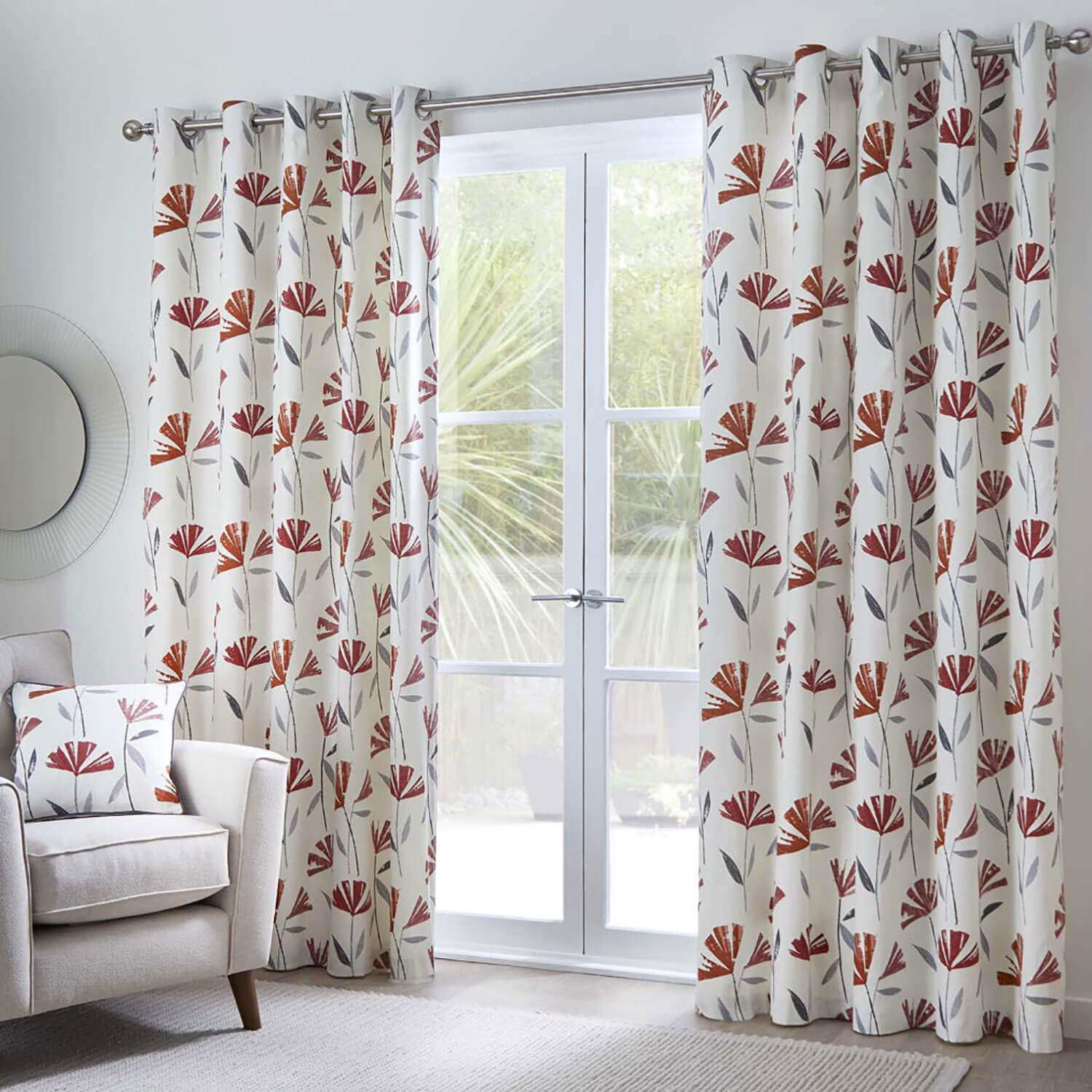 The Home Bedroom Dacey Eyelet Curtains - Red 1 Shaws Department Stores
