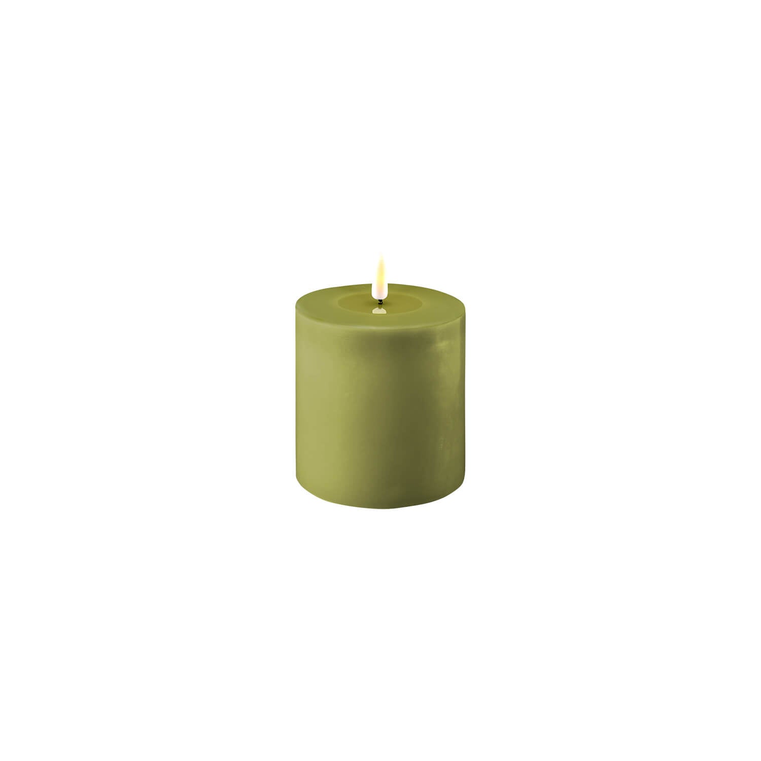 The Home Collection Deluxe LED Candle 10cm x 10cm - Olive Green 1 Shaws Department Stores