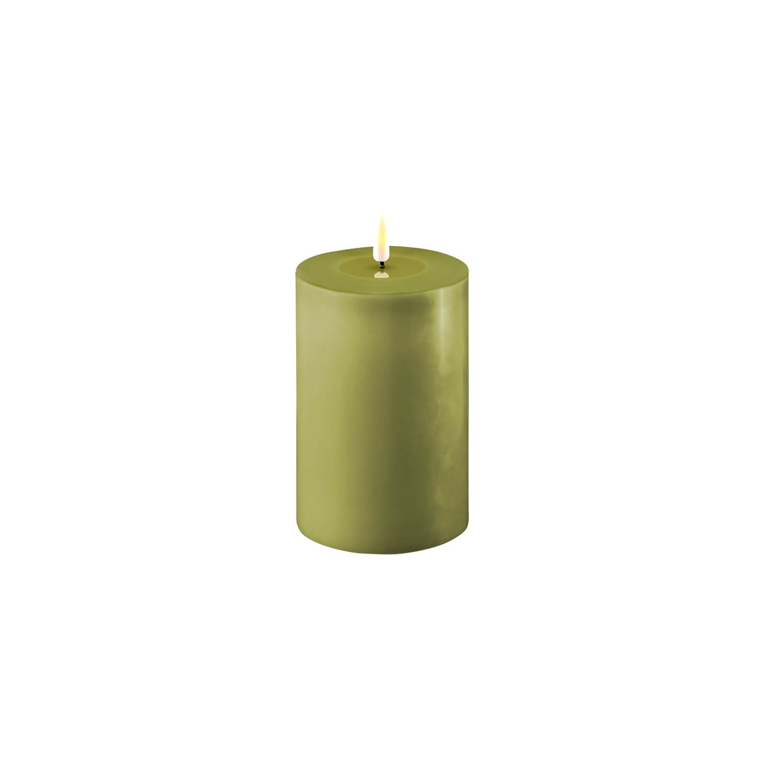 The Home Collection Deluxe LED Candle 10cm x 15cm - Olive Green 1 Shaws Department Stores