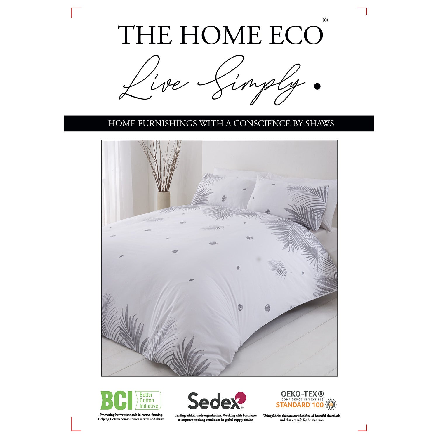  The Home Eco Tropics Duvet Cover Set - Grey 2 Shaws Department Stores