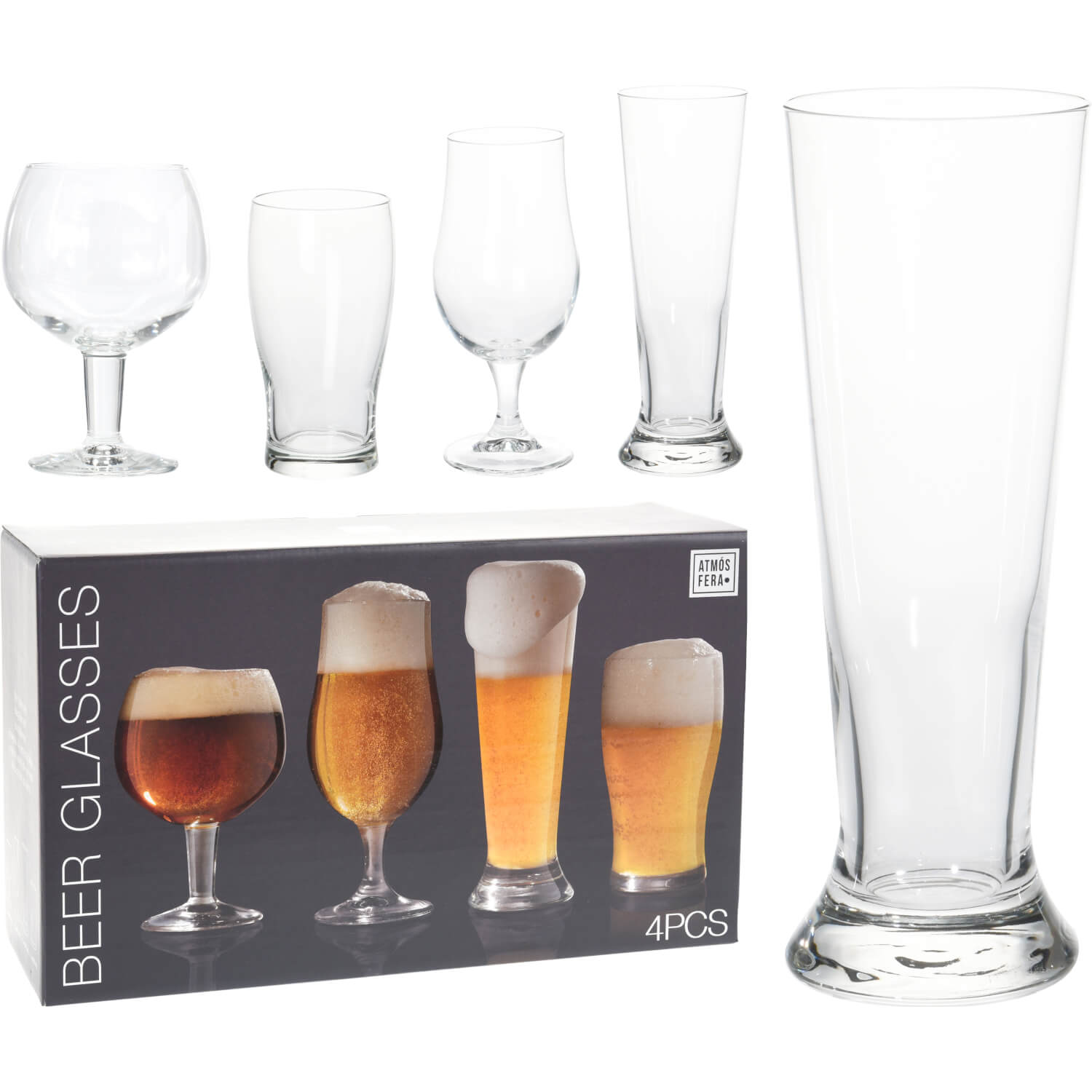 The Home Kitchen Set of 4 Beer Glasses 1 Shaws Department Stores