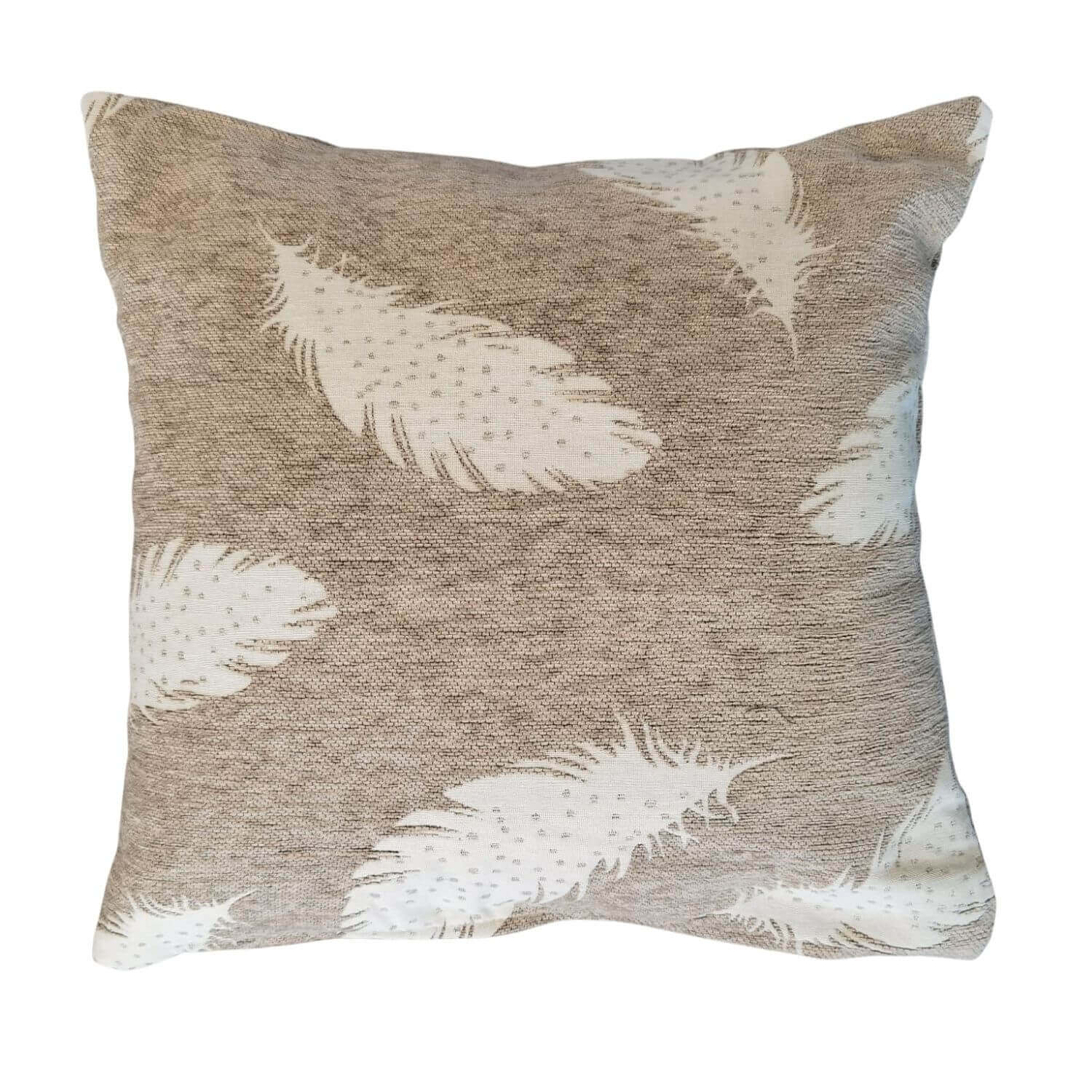 The Home Living Room 18&quot; Cushion Feather Design - Ecru 1 Shaws Department Stores