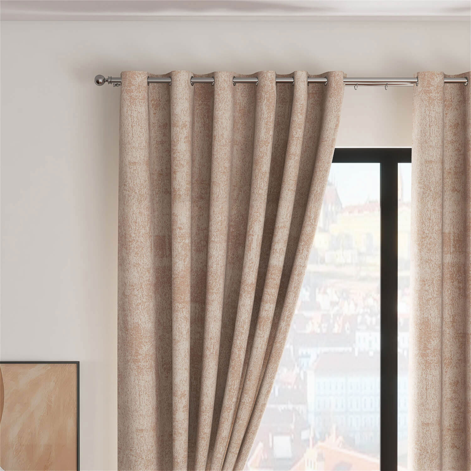 The Home Living Room Fiesta Ring Top Curtains - Sand 2 Shaws Department Stores