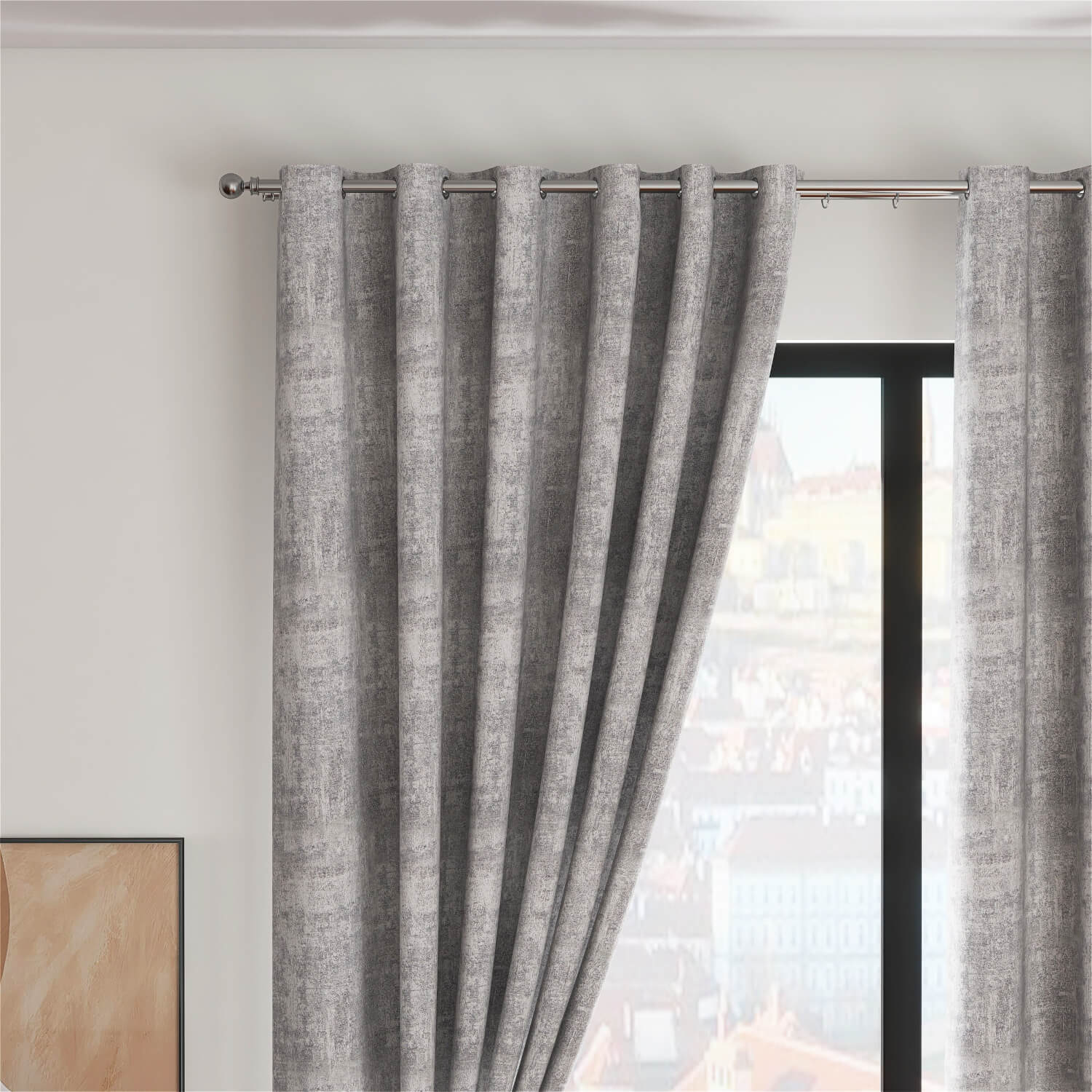 The Home Living Room Fiesta Ring Top Curtains - Silver 2 Shaws Department Stores