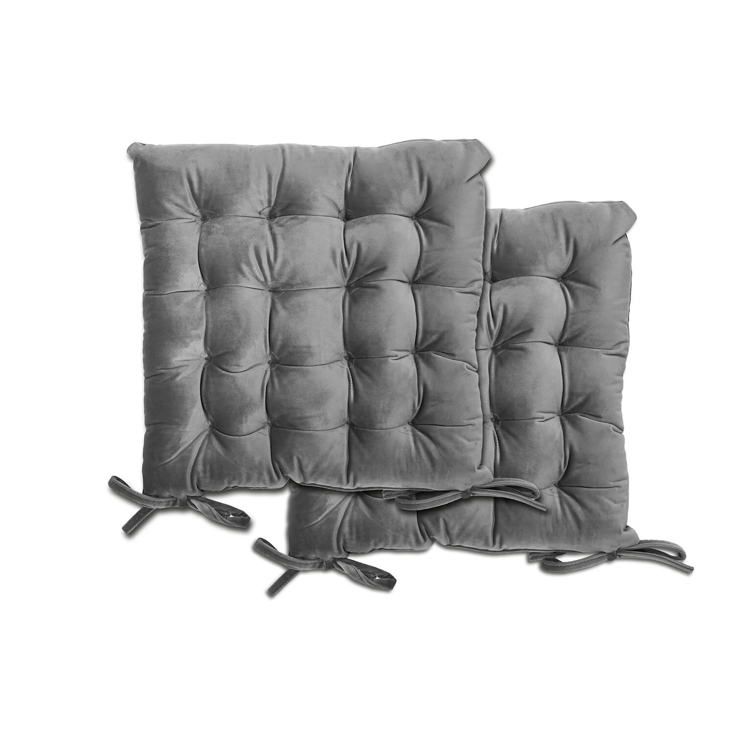 The Home Velvet Holland Seat Pad - Silver 1 Shaws Department Stores