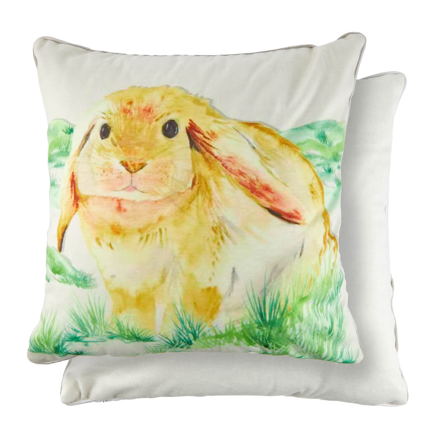 The Home Collection Watercolour Animals Velvet Cushion 17&quot; x 17&quot; - Rabbit Print 2 Shaws Department Stores