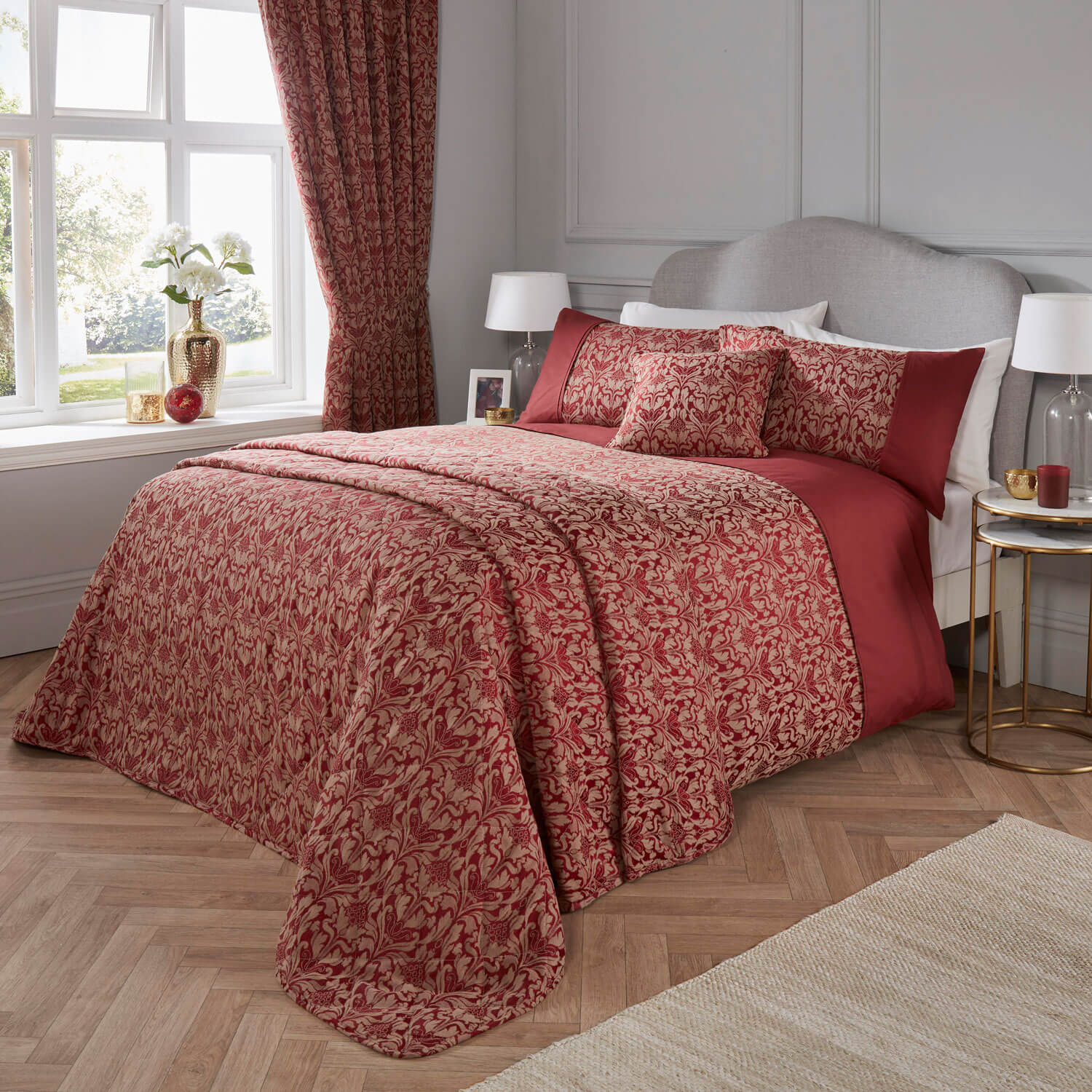 The Home Bedroom Hawthorn Bedspread - Wine 1 Shaws Department Stores