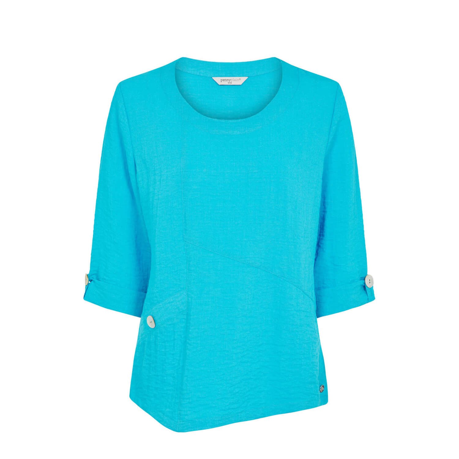 Penny Plain Asymmetric Hem Top - Lagoon 3 Shaws Department Stores