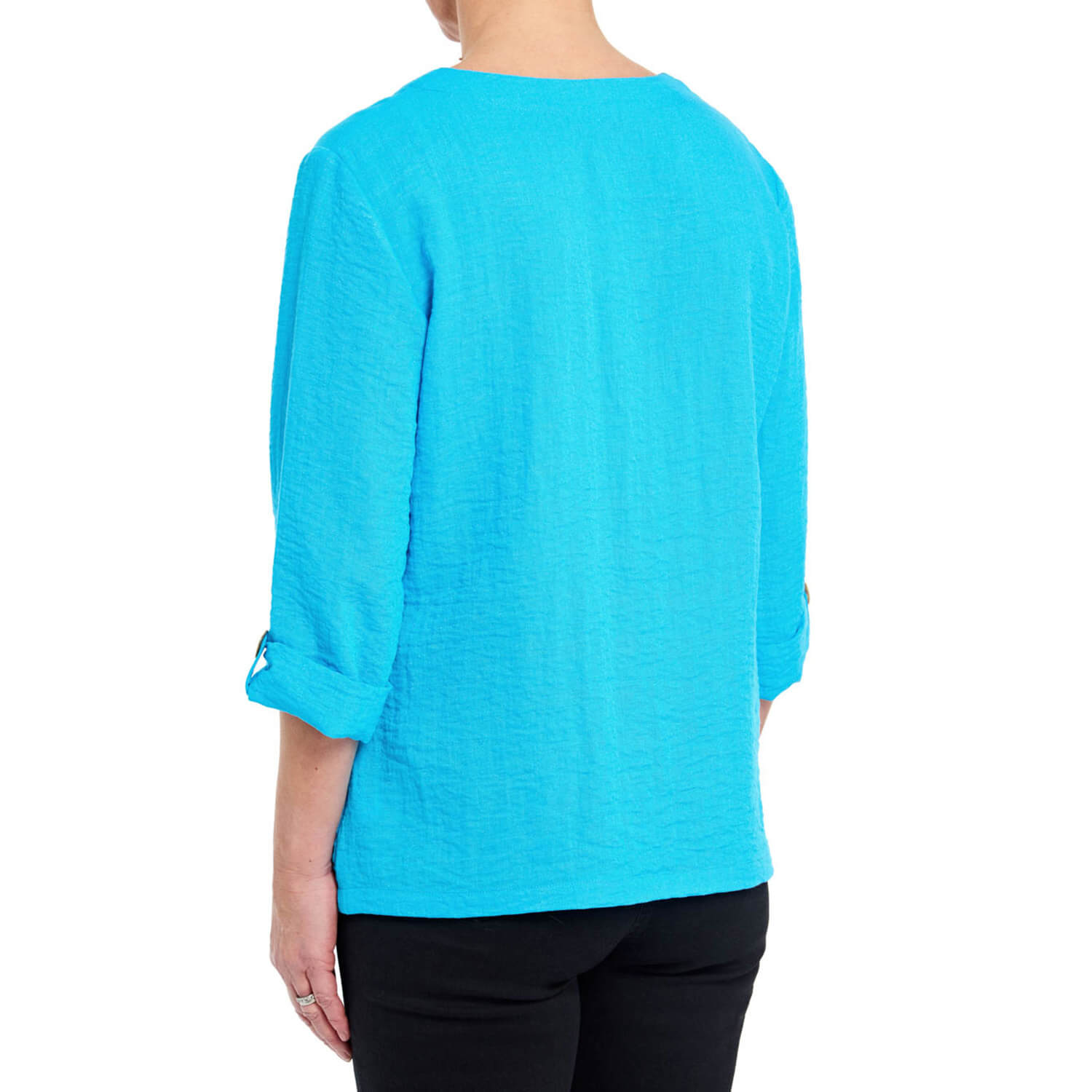 Penny Plain Asymmetric Hem Top - Lagoon 6 Shaws Department Stores