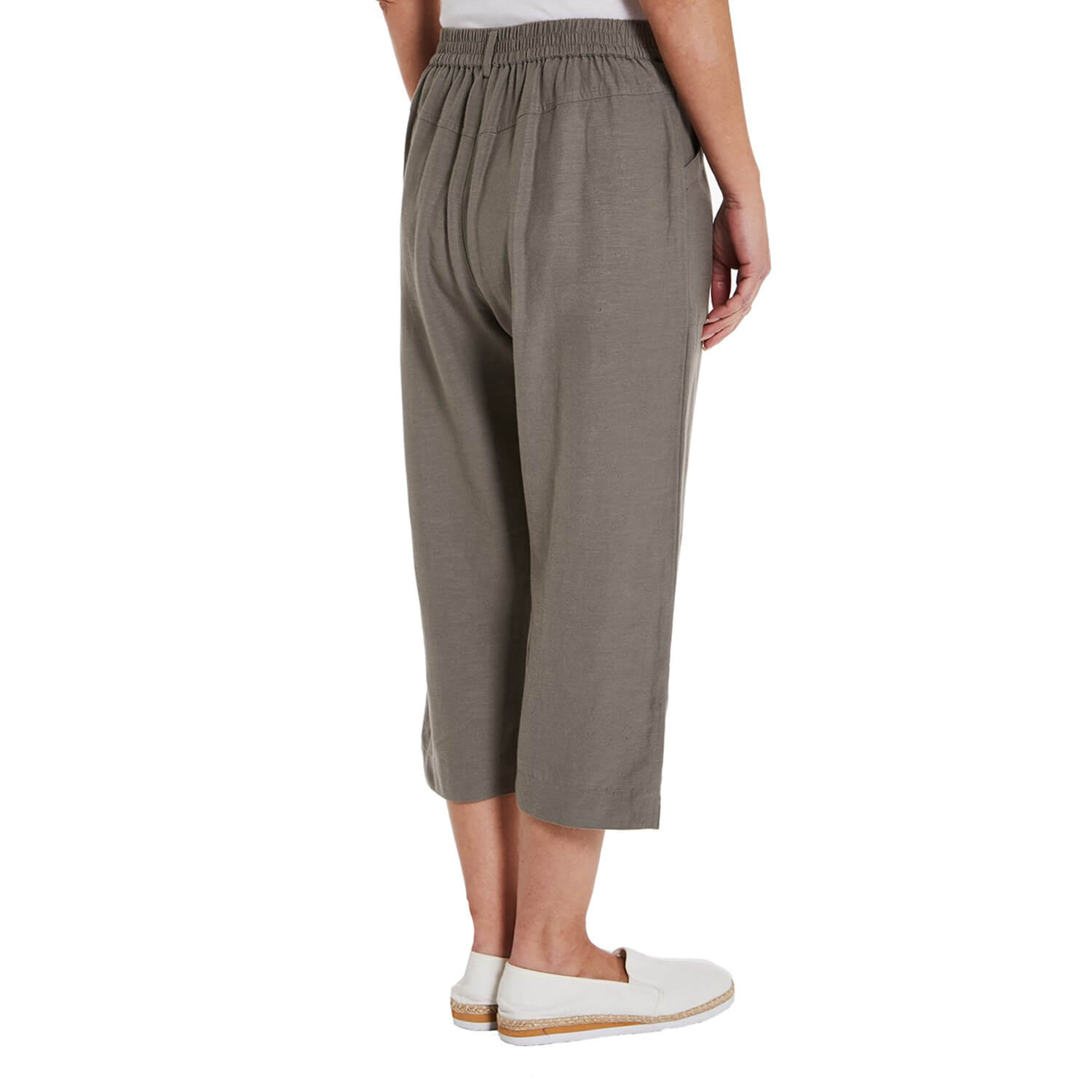 Penny Plain Linen Blend Cropped Trousers - Sage 3 Shaws Department Stores