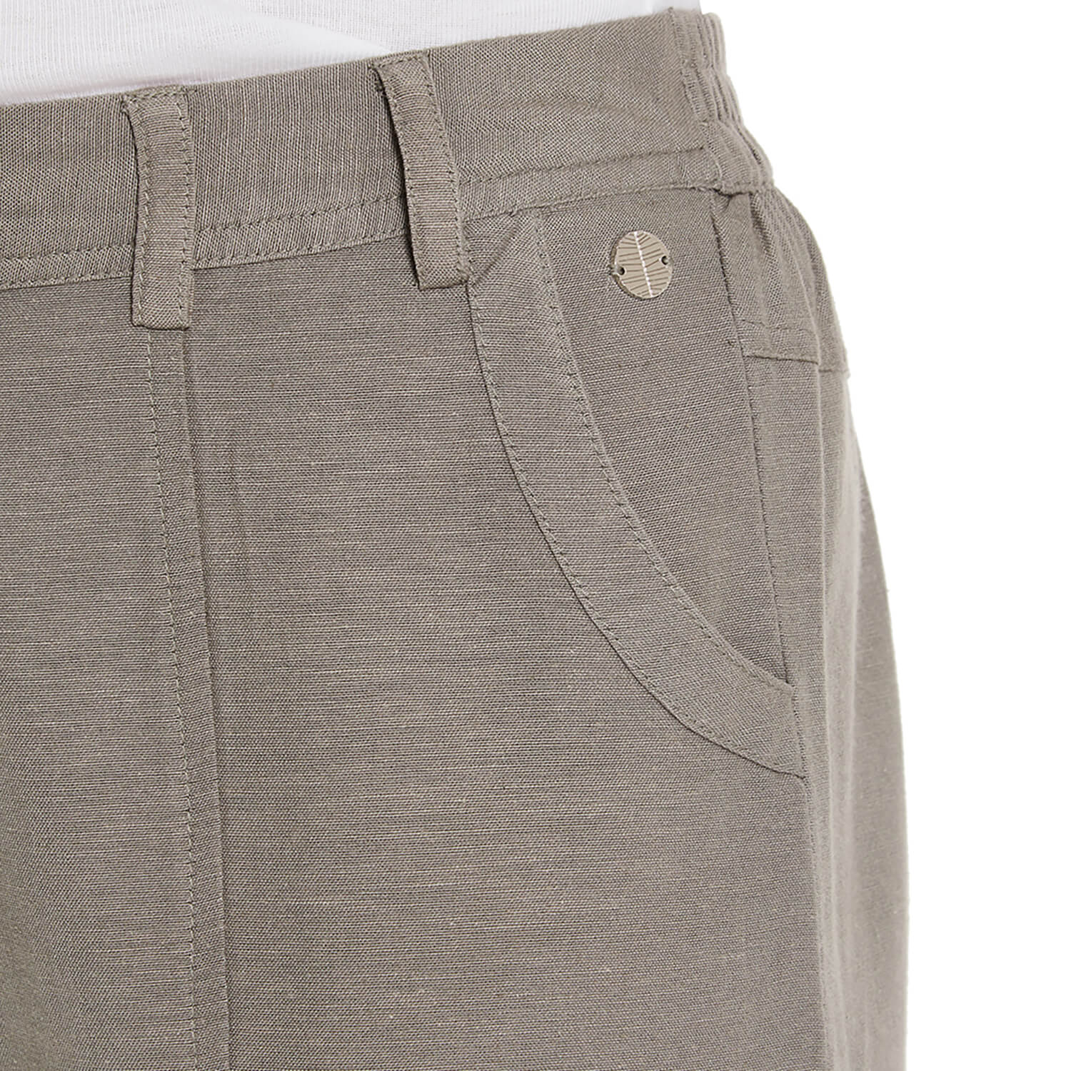 Penny Plain Linen Blend Cropped Trousers - Sage 5 Shaws Department Stores