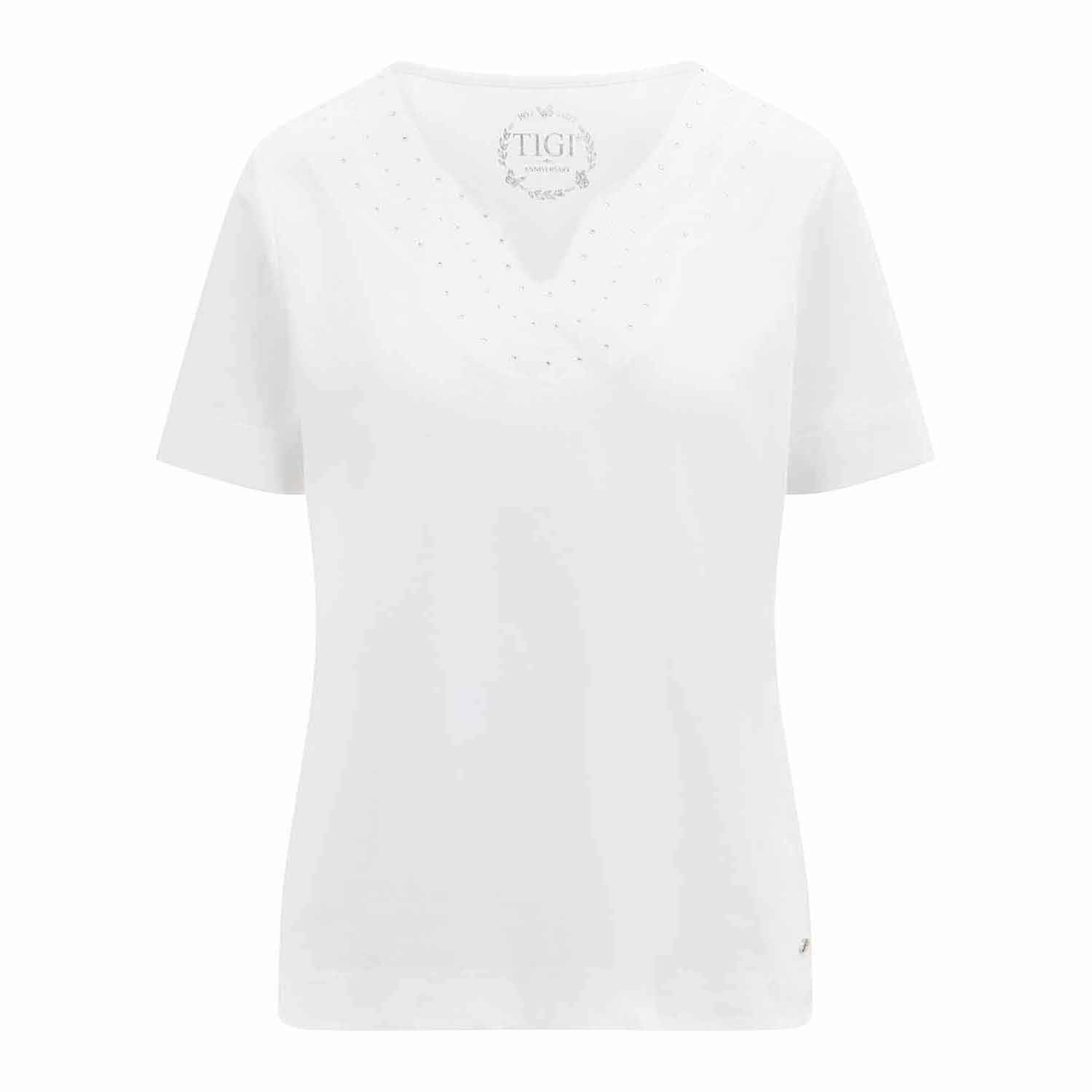 Tigiwear 3 Layer Diamante Soft Sweetheart Neck Top - White 4 Shaws Department Stores