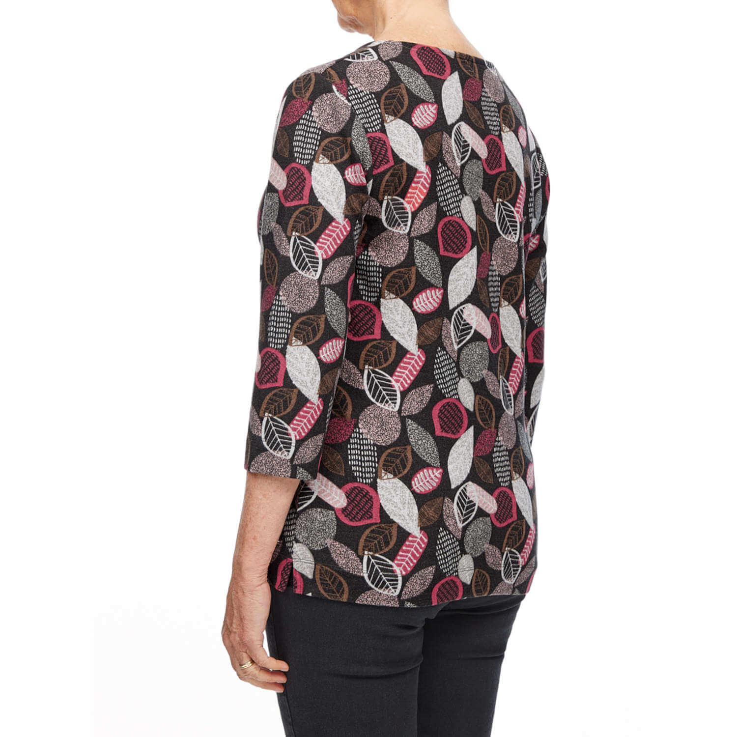 Tigiwear All Over Leaf Print Top - Charcoal 3 Shaws Department Stores