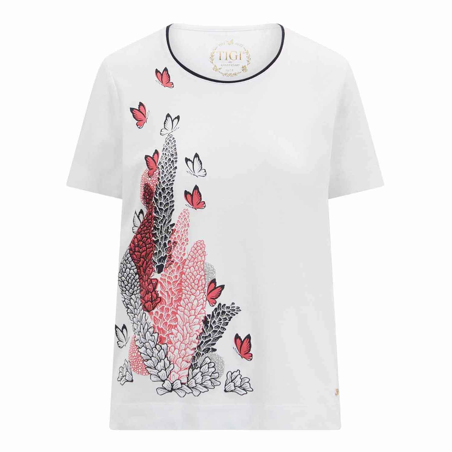 Tigiwear Butterfly Placement Print Top - White 4 Shaws Department Stores