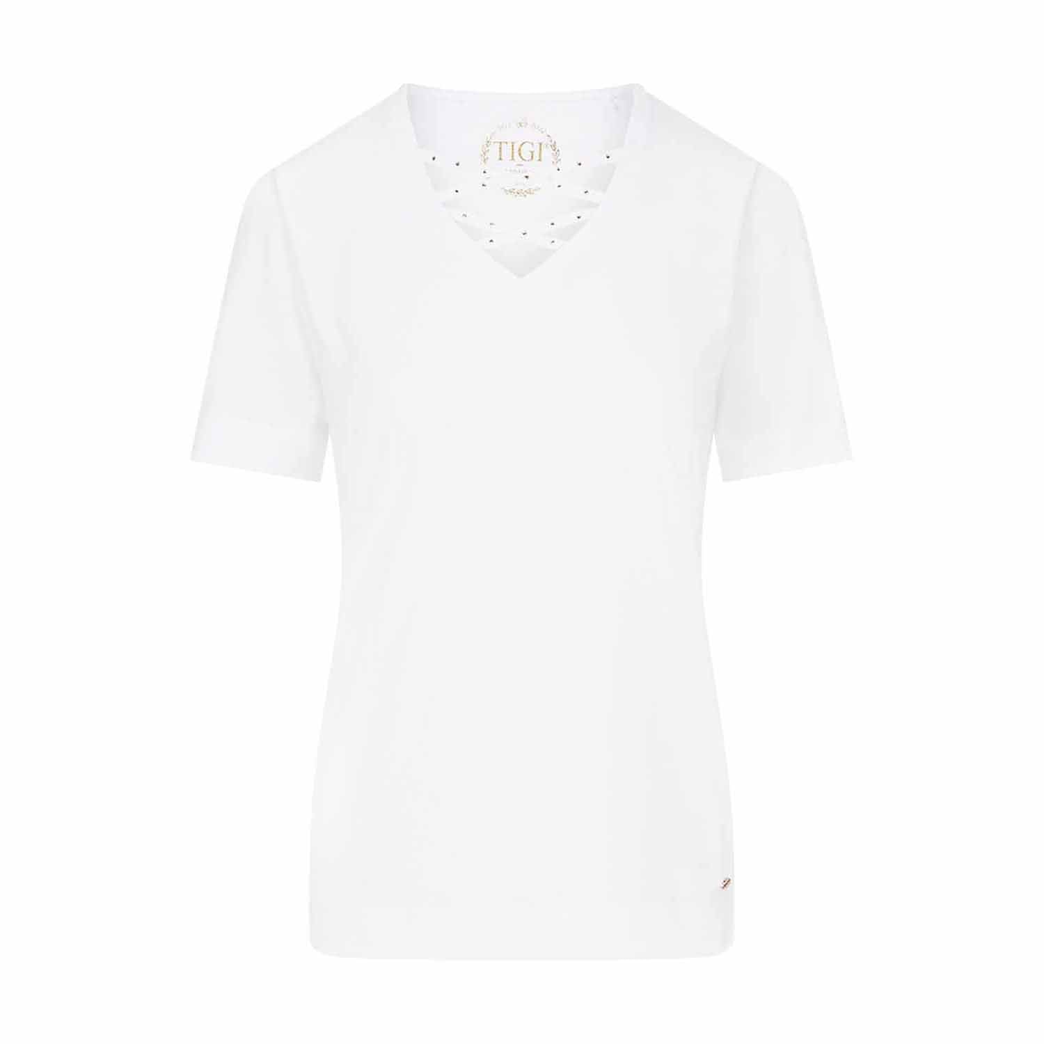 Tigiwear Criss-Cross Soft V-Neck Top - White 4 Shaws Department Stores