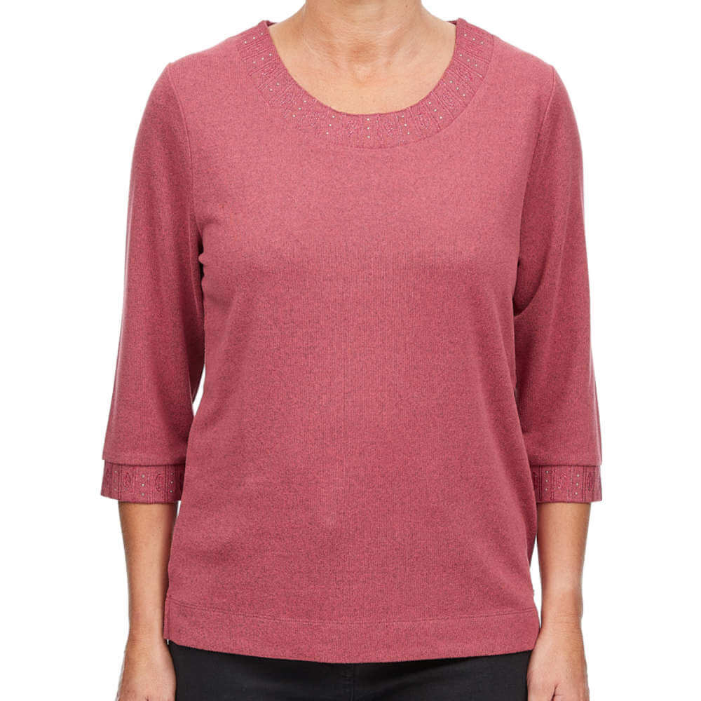 Tigiwear Embellished Neck Top - Peony 2 Shaws Department Stores
