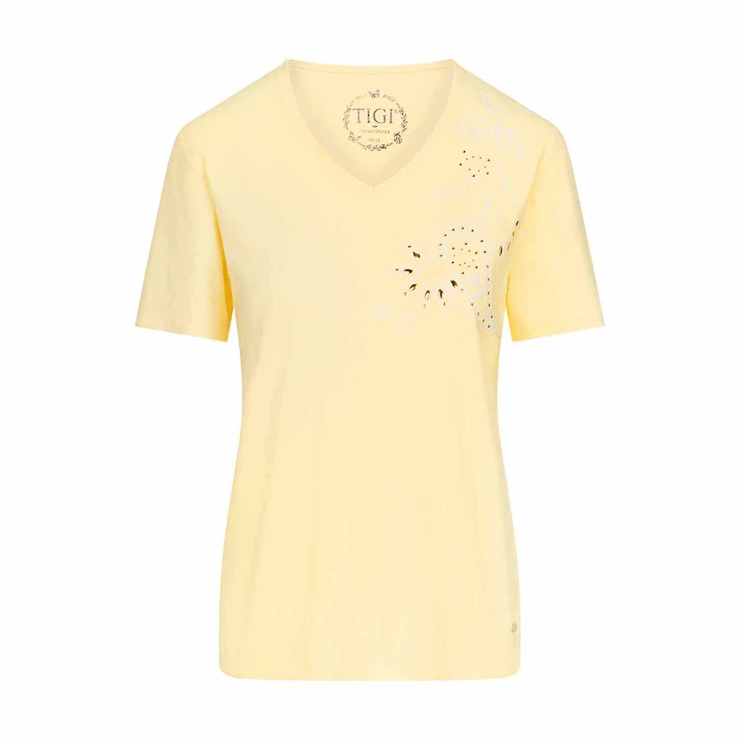 Tigiwear Floral Embroidered Top - Lemon 4 Shaws Department Stores