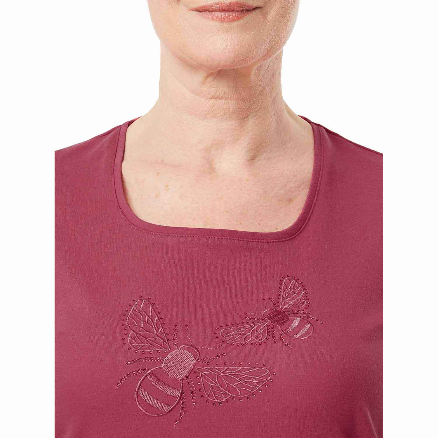 Tigiwear Honeybee Embroidered Pink Top - Azalea 5 Shaws Department Stores