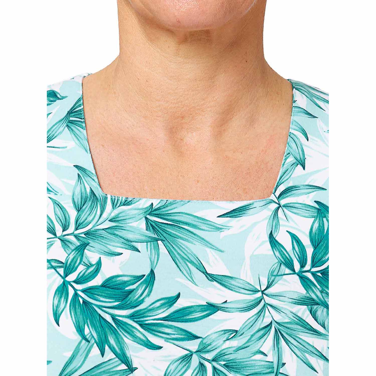 Tigiwear Leaf Print Dress - Turquoise 5 Shaws Department Stores